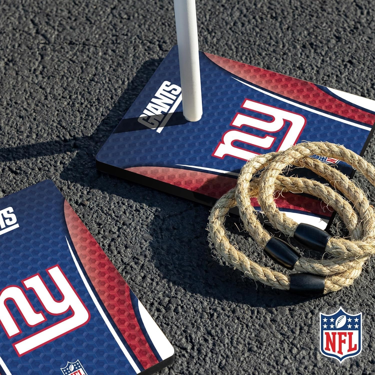 Solid Wood NFL Quoits Set with Direct Print HD Team Graphics – Tailgate Ring Toss Game – Great Gift for Any Football Fan  Ring Toss Family Outdoor Games for The Beach(New York Giants)