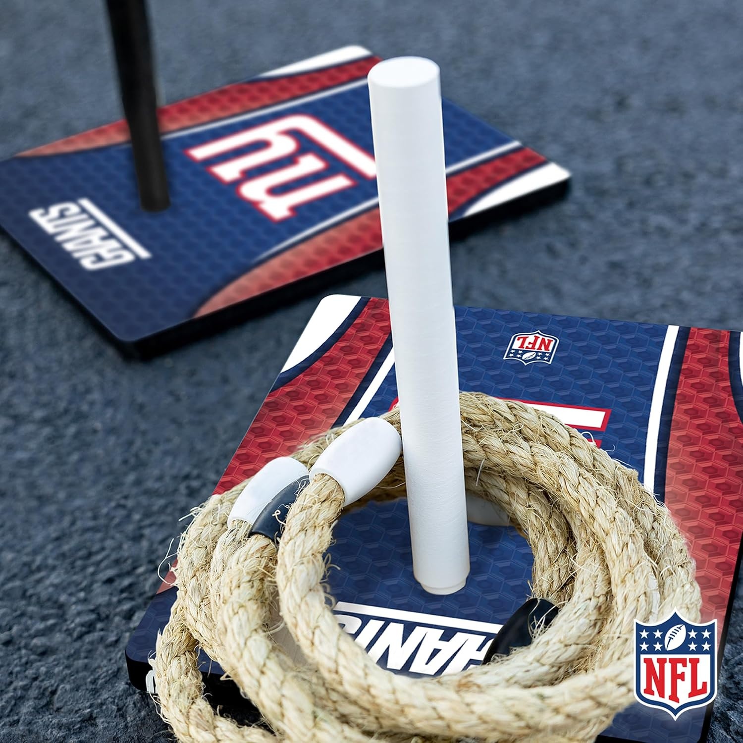 Solid Wood NFL Quoits Set with Direct Print HD Team Graphics – Tailgate Ring Toss Game – Great Gift for Any Football Fan  Ring Toss Family Outdoor Games for The Beach(New York Giants)