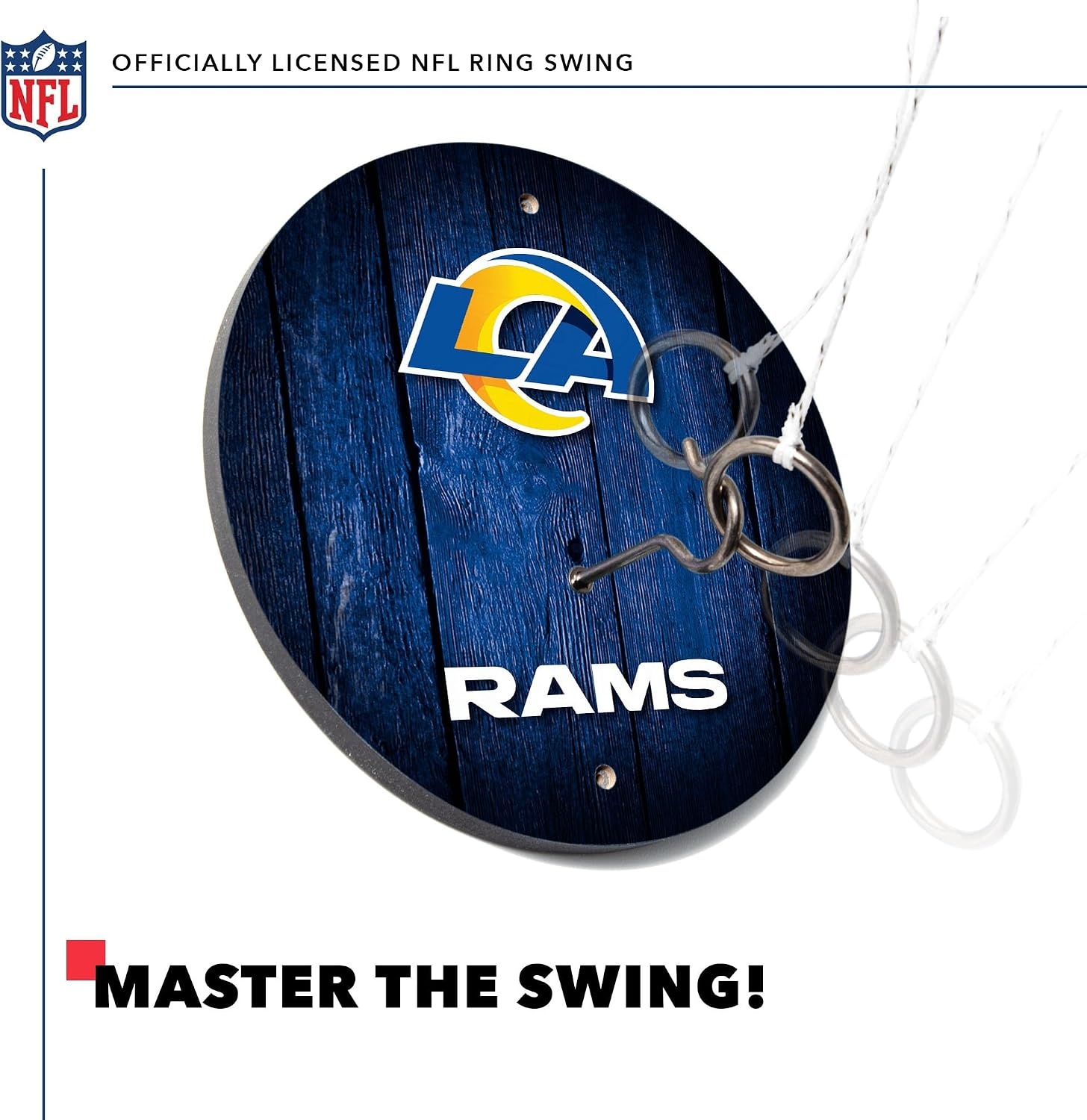 Solid Wood NFL Hook & Ring Toss Set with Direct Print HD Team Graphics – Easy Hang Hook and Ring Toss Target – Great Gift for Any Football Fan  Ring Toss Family Game for a Game Room(Los Angeles Rams)