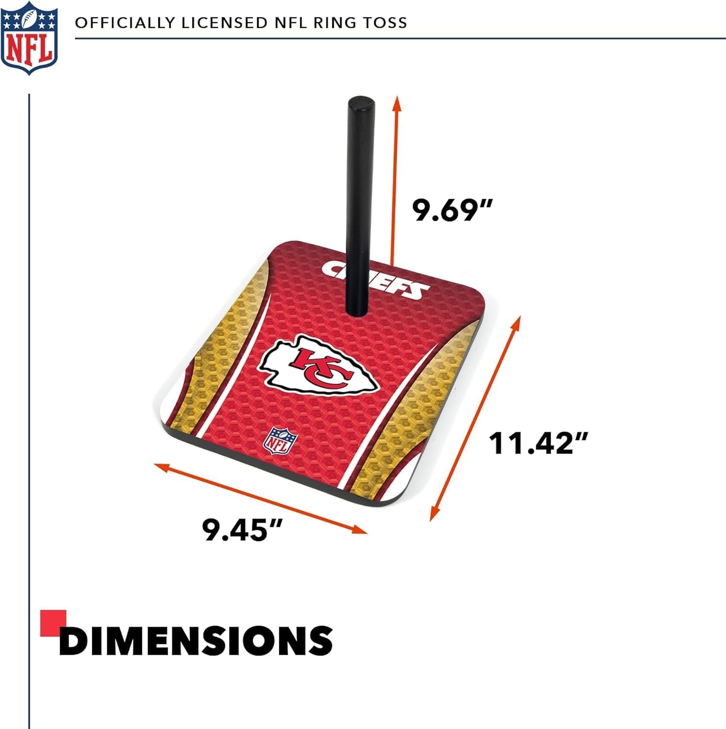 Solid Wood NFL Quoits Set with Direct Print HD Team Graphics – Tailgate Ring Toss Game – Great Gift for Any Football Fan  Ring Toss Family Outdoor Games for The Beach(Kansas City Chiefs)