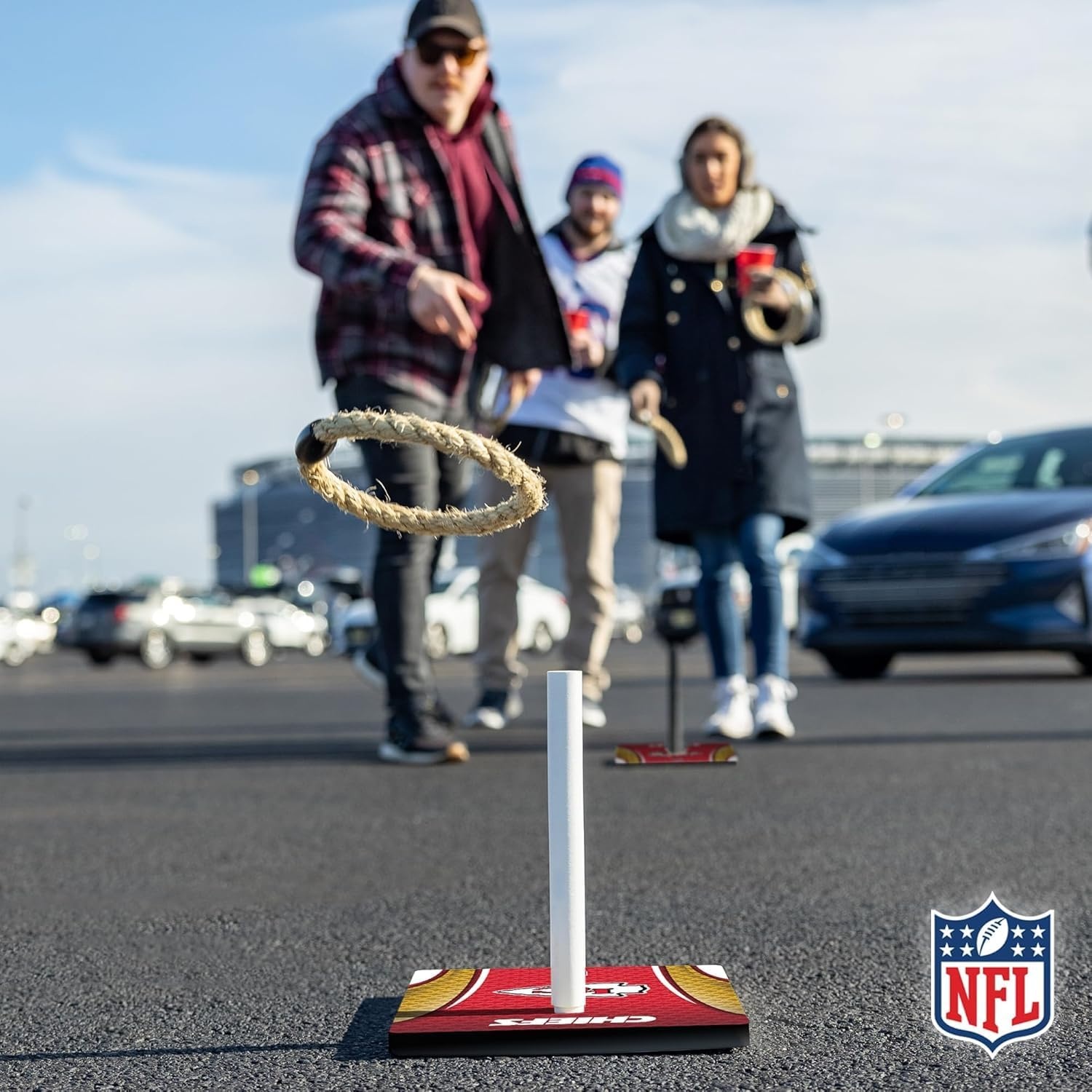 Solid Wood NFL Quoits Set with Direct Print HD Team Graphics – Tailgate Ring Toss Game – Great Gift for Any Football Fan  Ring Toss Family Outdoor Games for The Beach(Kansas City Chiefs)