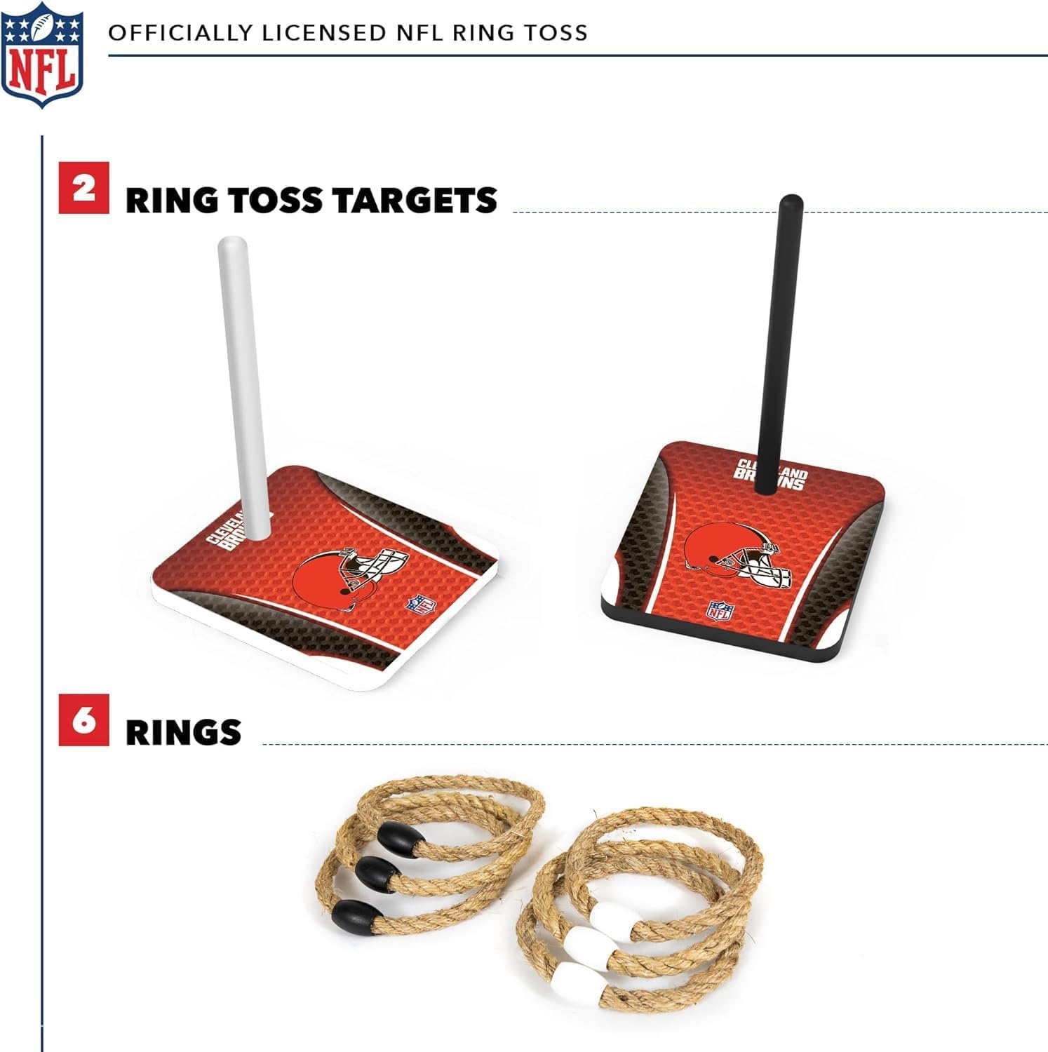 Solid Wood NFL Quoits Set with Direct Print HD Team Graphics – Tailgate Ring Toss Game – Great Gift for Any Football Fan  Ring Toss Family Outdoor Games for The Beach(Cleveland Browns)