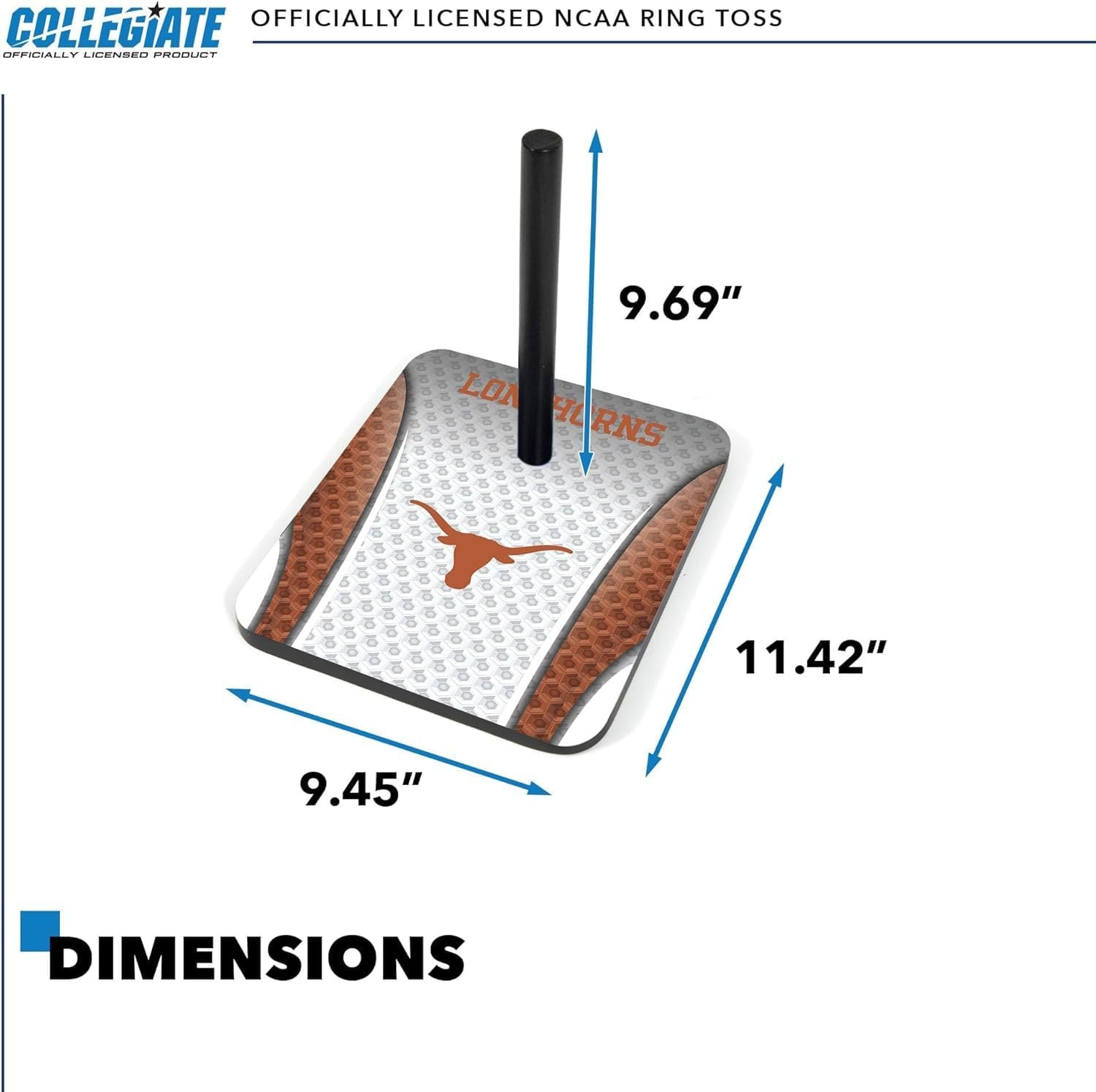 Wild Sports Solid Wood College Quoits Set with Direct Print HD Team Graphics – Tailgate Ring Toss Game – Great Gift for Any NCAA Fan  Ring Toss Outdoor Games for The Beach(Texas Longhorns)