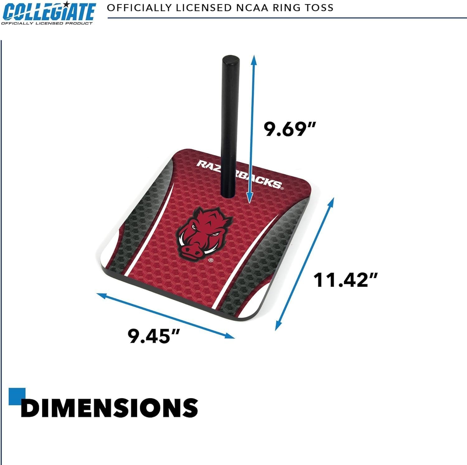 Wild Sports Solid Wood College Quoits Set with Direct Print HD Team Graphics – Tailgate Ring Toss Game – Great Gift for Any NCAA Fan  Ring Toss Outdoor Games for The Beach(Arkansas Razorbacks)