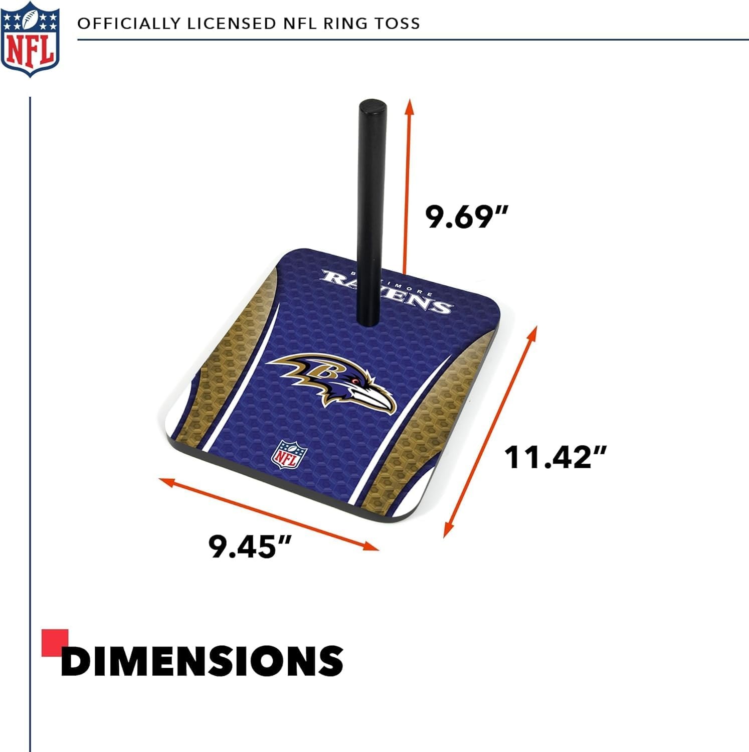 Solid Wood NFL Quoits Set with Direct Print HD Team Graphics – Tailgate Ring Toss Game – Great Gift for Any Football Fan  Ring Toss Family Outdoor Games for The Beach(Baltimore Ravens)