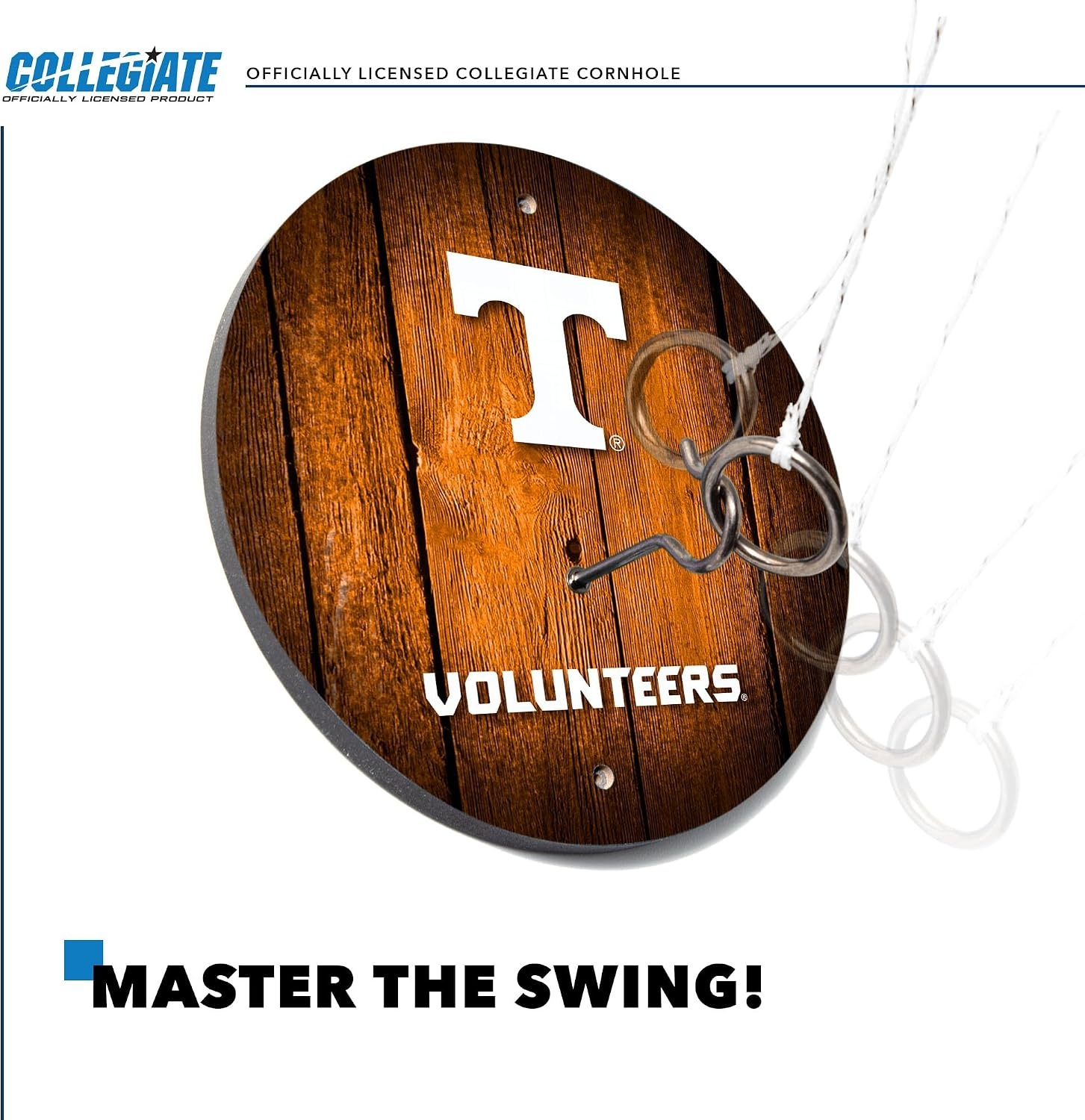 Wild Sports Solid Wood College Hook & Ring Toss Set with Direct Print HD Team Graphics – Easy Hang Hook and Ring Toss Target – Great Gift for Any NCAA Fan (Tennessee Volunteers)