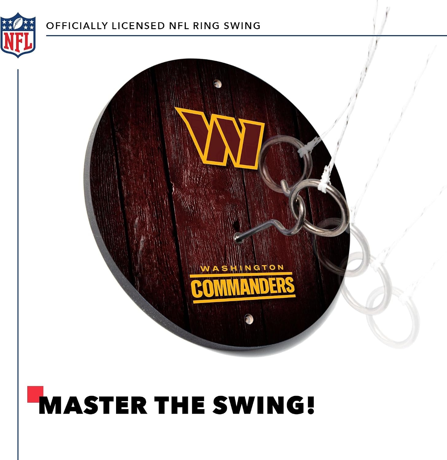 Solid Wood NFL Hook & Ring Toss Set with Direct Print HD Team Graphics – Easy Hang Hook and Ring Toss Target – Great Gift for Any Football Fan  Ring Toss Family Game for a Game Room(Washington Commanders)