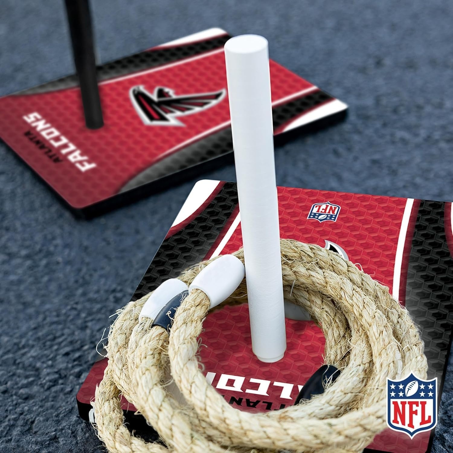 Solid Wood NFL Quoits Set with Direct Print HD Team Graphics – Tailgate Ring Toss Game – Great Gift for Any Football Fan  Ring Toss Family Outdoor Games for The Beach(Atlanta Falcons)