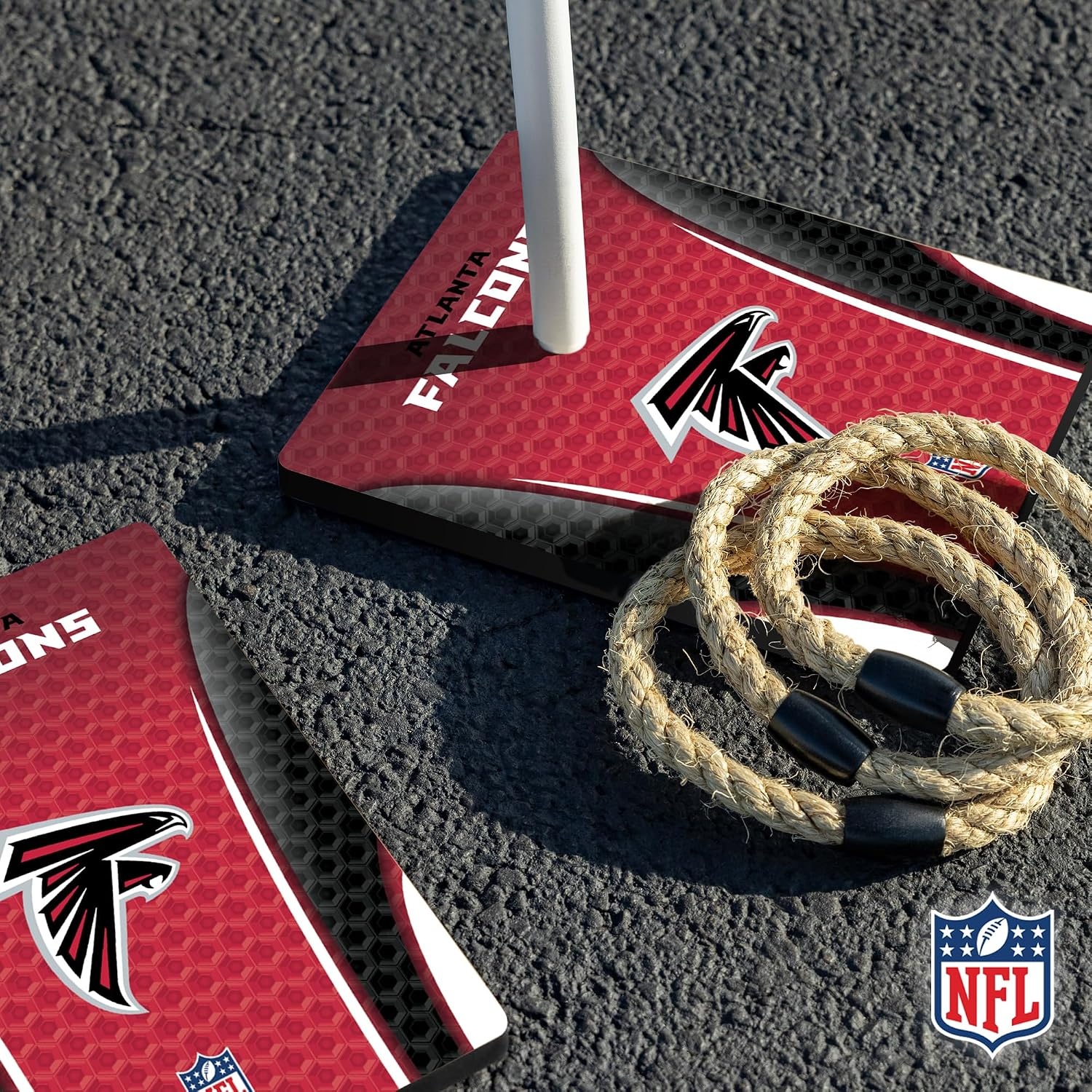 Solid Wood NFL Quoits Set with Direct Print HD Team Graphics – Tailgate Ring Toss Game – Great Gift for Any Football Fan  Ring Toss Family Outdoor Games for The Beach(Atlanta Falcons)