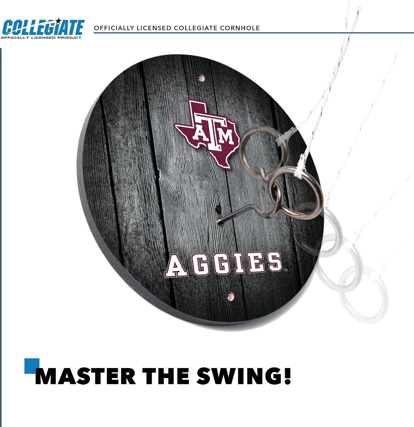 Wild Sports Solid Wood College Hook & Ring Toss Set with Direct Print HD Team Graphics – Easy Hang Hook and Ring Toss Target – Great Gift for Any NCAA Fan (Texas A&M Aggies)