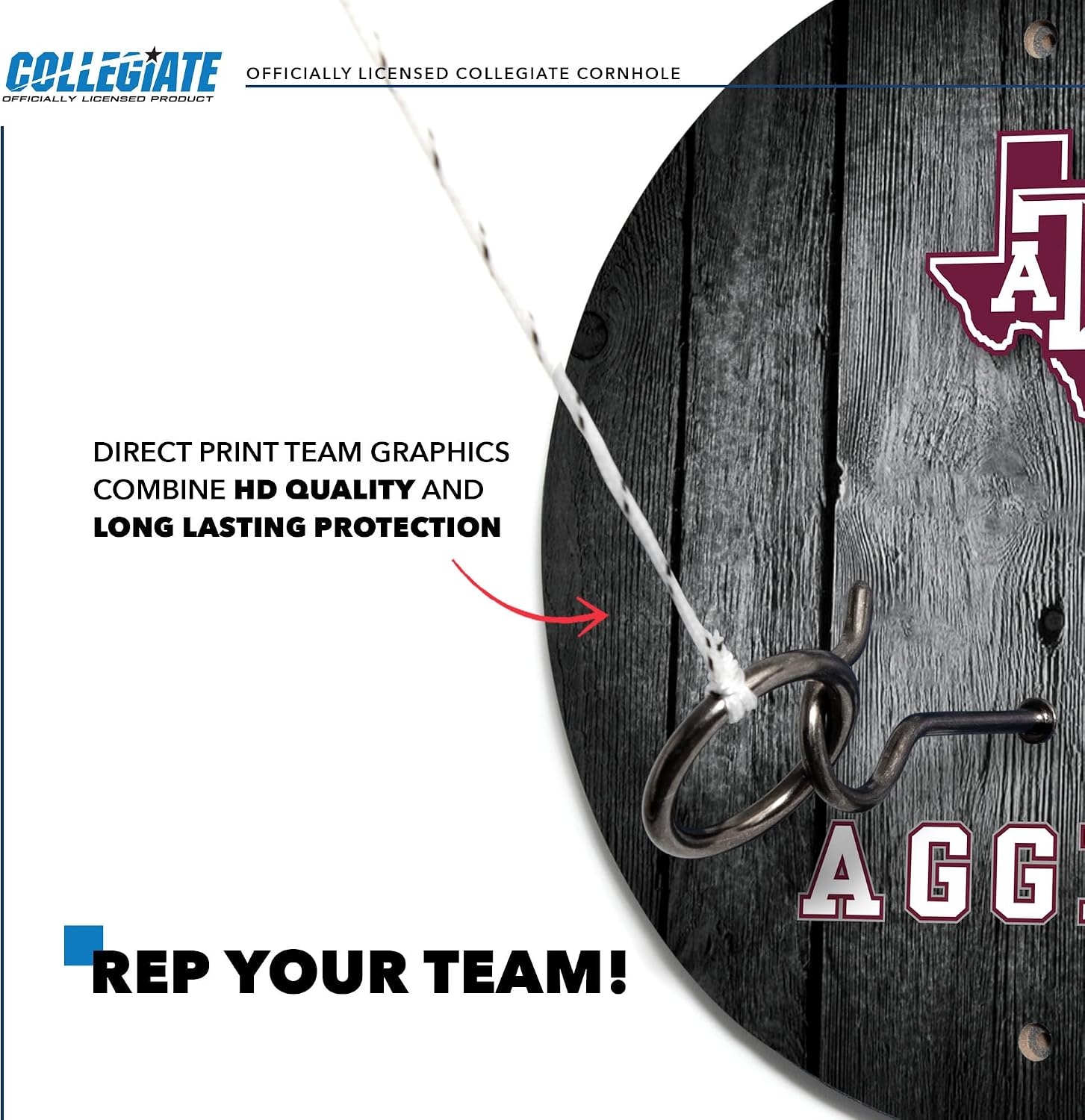 Wild Sports Solid Wood College Hook & Ring Toss Set with Direct Print HD Team Graphics – Easy Hang Hook and Ring Toss Target – Great Gift for Any NCAA Fan (Texas A&M Aggies)