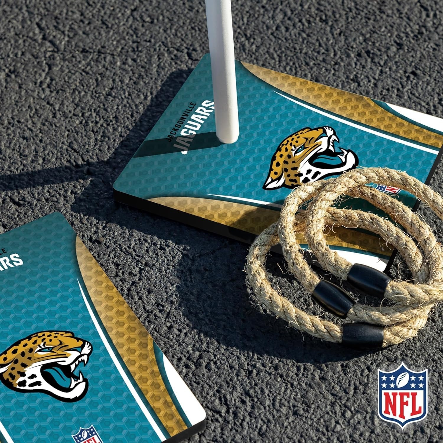 Solid Wood NFL Quoits Set with Direct Print HD Team Graphics – Tailgate Ring Toss Game – Great Gift for Any Football Fan  Ring Toss Family Outdoor Games for The Beach(Jacksonville Jaguars)