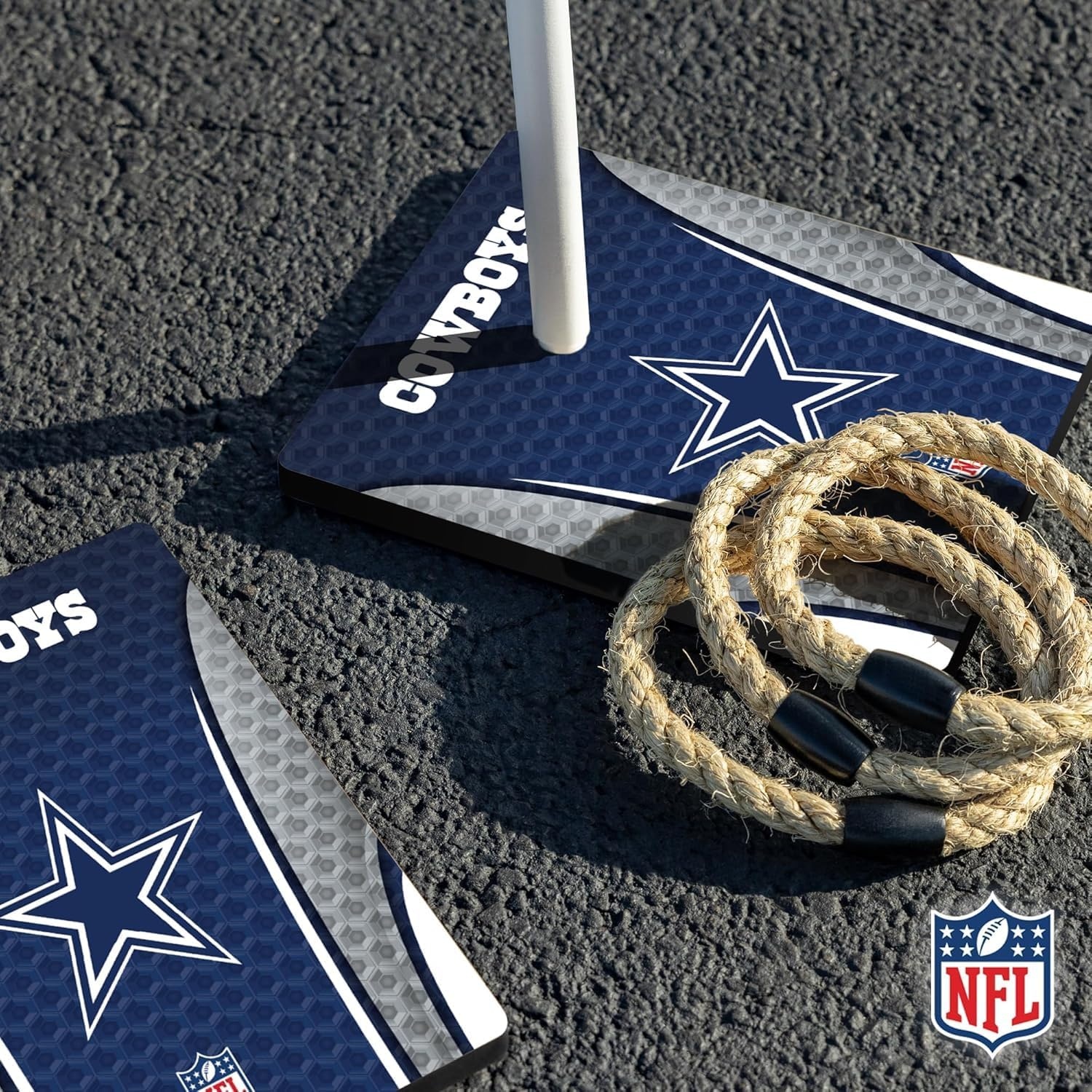 Solid Wood NFL Quoits Set with Direct Print HD Team Graphics – Tailgate Ring Toss Game – Great Gift for Any Football Fan  Ring Toss Family Outdoor Games for The Beach(Dallas Cowboys)