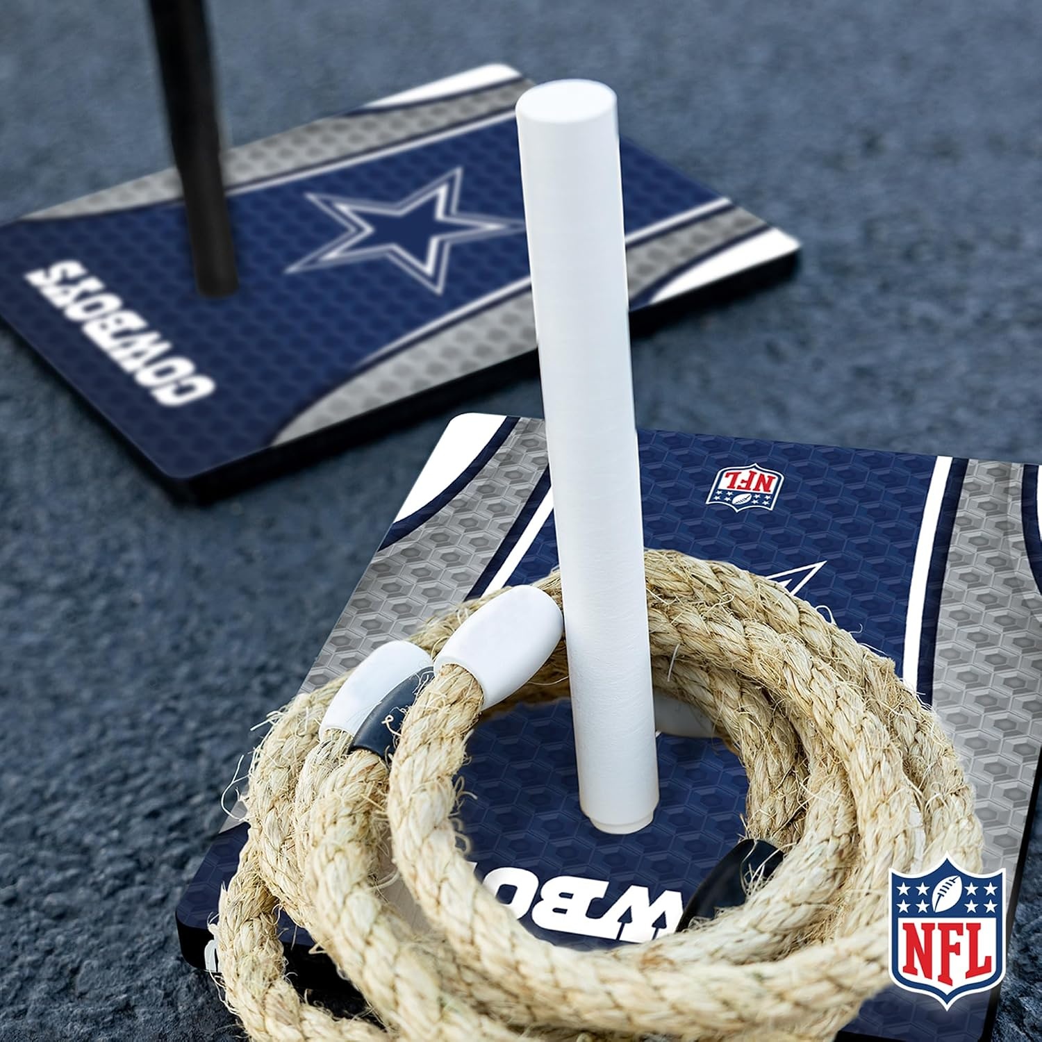 Solid Wood NFL Quoits Set with Direct Print HD Team Graphics – Tailgate Ring Toss Game – Great Gift for Any Football Fan  Ring Toss Family Outdoor Games for The Beach(Dallas Cowboys)
