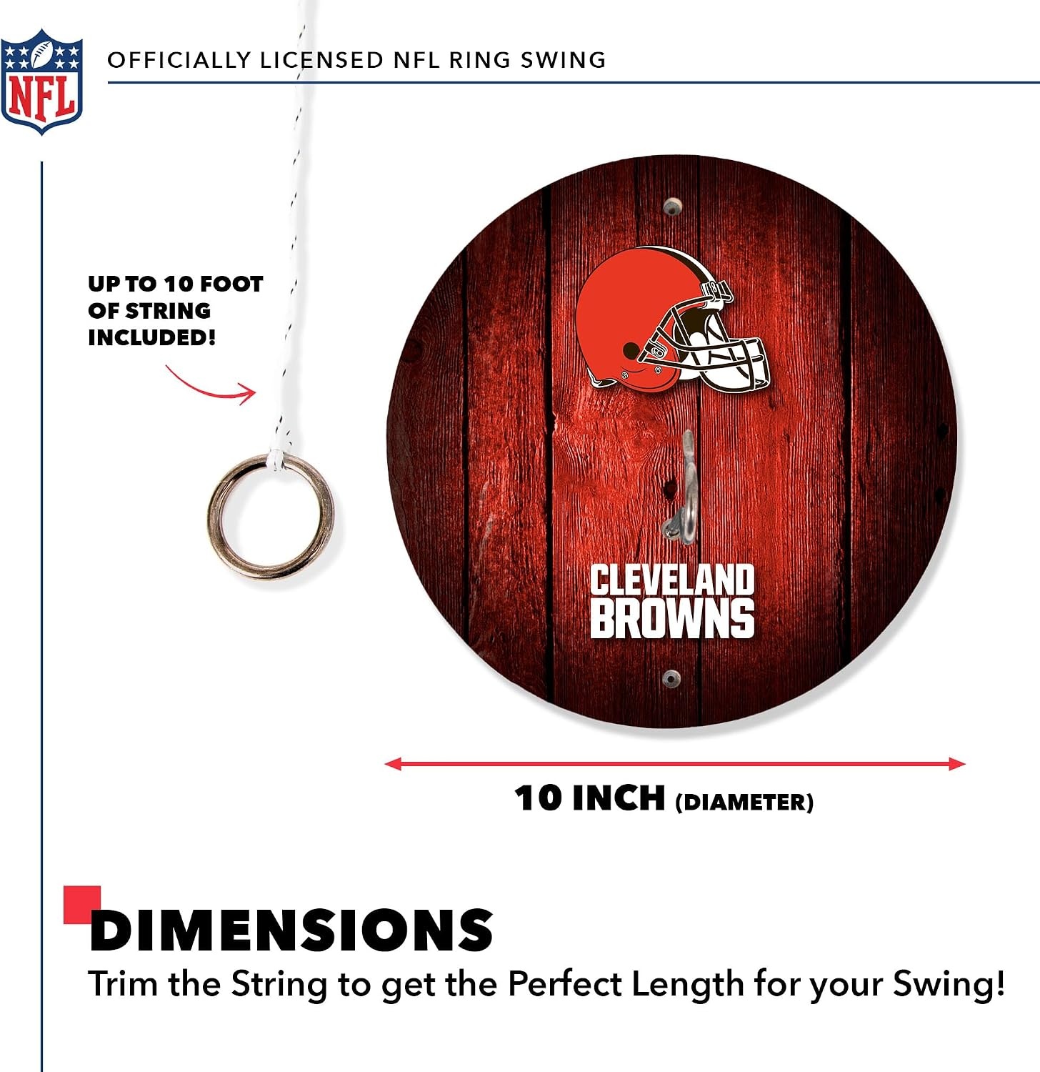 Solid Wood NFL Hook & Ring Toss Set with Direct Print HD Team Graphics – Easy Hang Hook and Ring Toss Target – Great Gift for Any Football Fan  Ring Toss Family Game for a Game Room(Cleveland Browns)