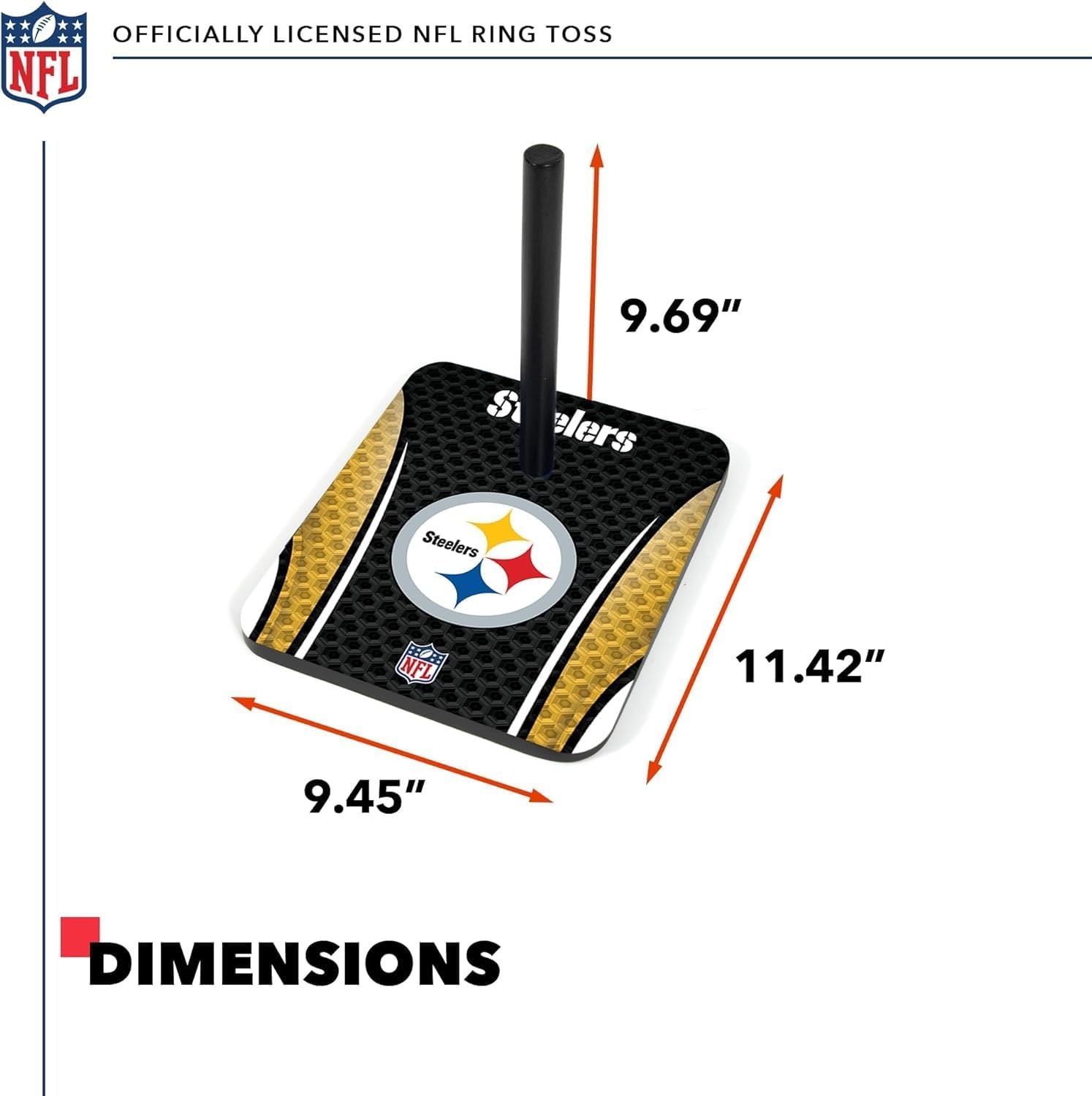 Solid Wood NFL Quoits Set with Direct Print HD Team Graphics – Tailgate Ring Toss Game – Great Gift for Any Football Fan  Ring Toss Family Outdoor Games for The Beach(Pittsburgh Steelers)