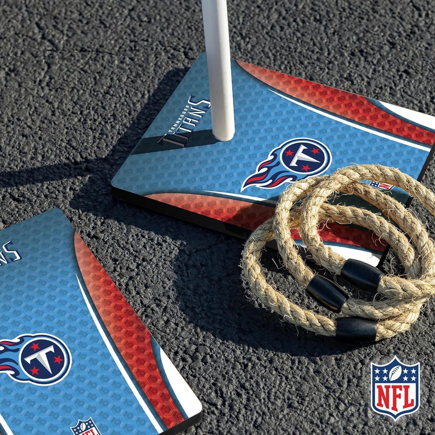 Solid Wood NFL Quoits Set with Direct Print HD Team Graphics – Tailgate Ring Toss Game – Great Gift for Any Football Fan  Ring Toss Family Outdoor Games for The Beach(Tennessee Titans)