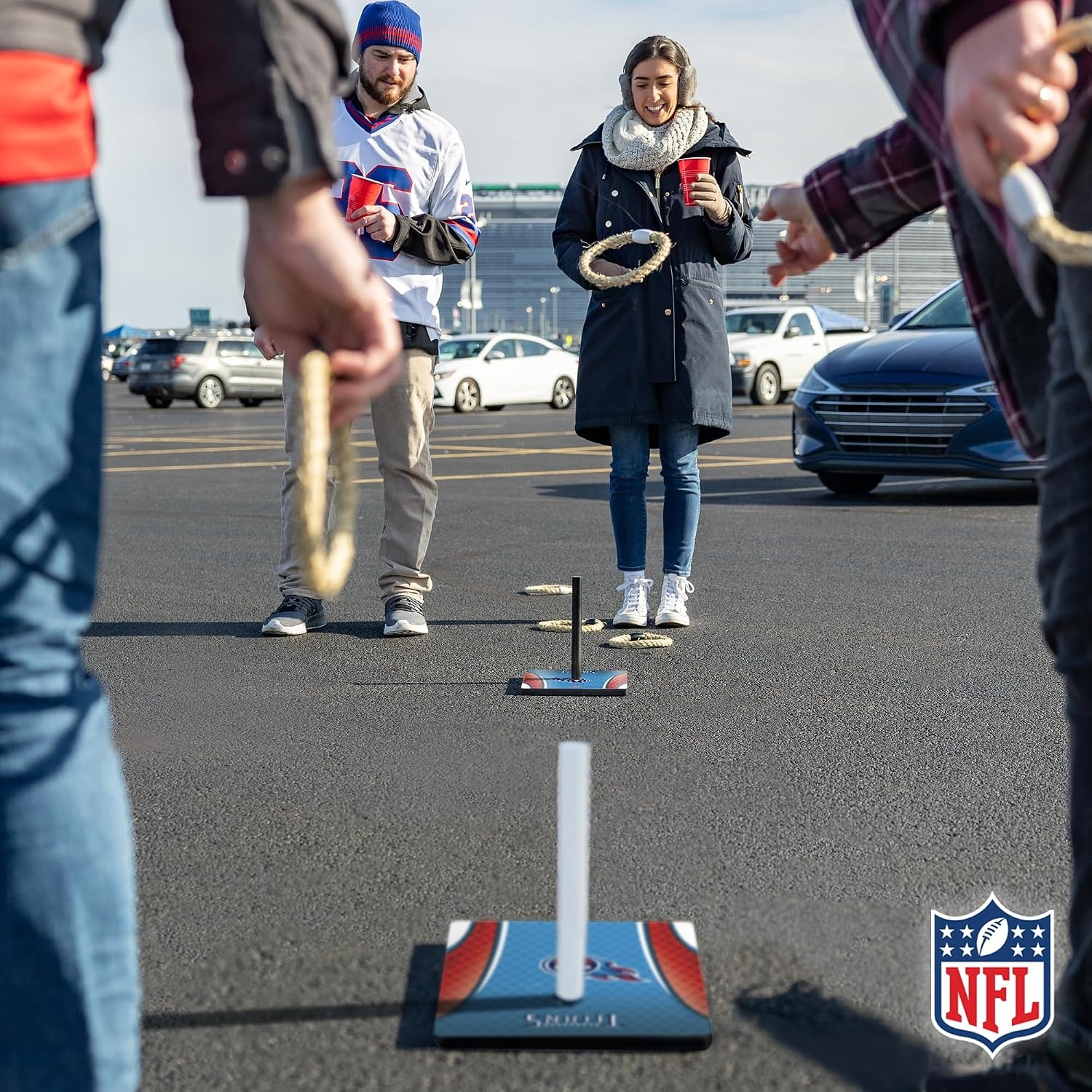 Solid Wood NFL Quoits Set with Direct Print HD Team Graphics – Tailgate Ring Toss Game – Great Gift for Any Football Fan  Ring Toss Family Outdoor Games for The Beach(Tennessee Titans)