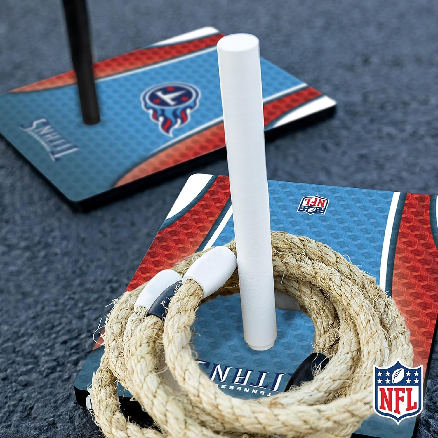 Solid Wood NFL Quoits Set with Direct Print HD Team Graphics – Tailgate Ring Toss Game – Great Gift for Any Football Fan  Ring Toss Family Outdoor Games for The Beach(Tennessee Titans)