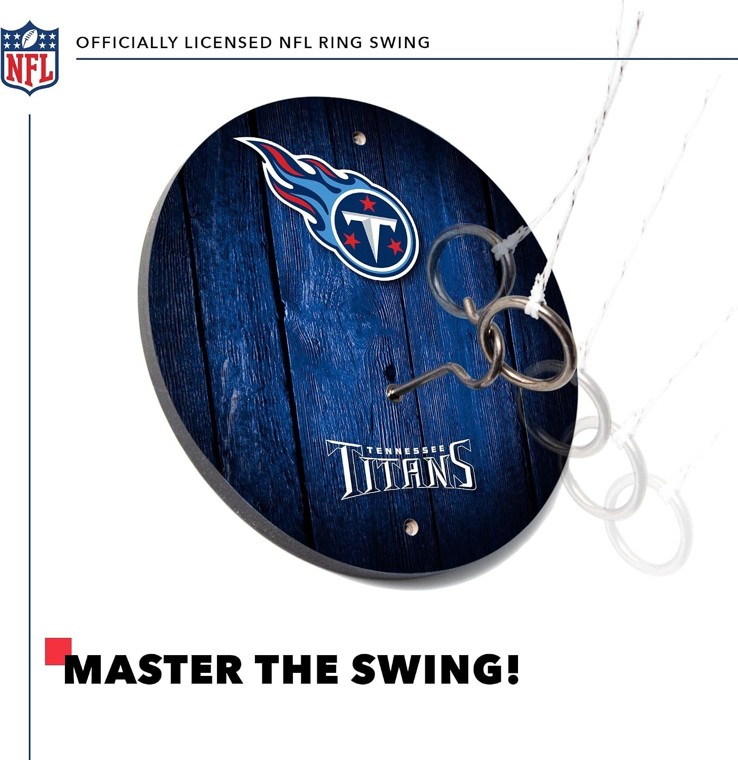 Solid Wood NFL Hook & Ring Toss Set with Direct Print HD Team Graphics – Easy Hang Hook and Ring Toss Target – Great Gift for Any Football Fan  Ring Toss Family Game for a Game Room(Tennessee Titans)