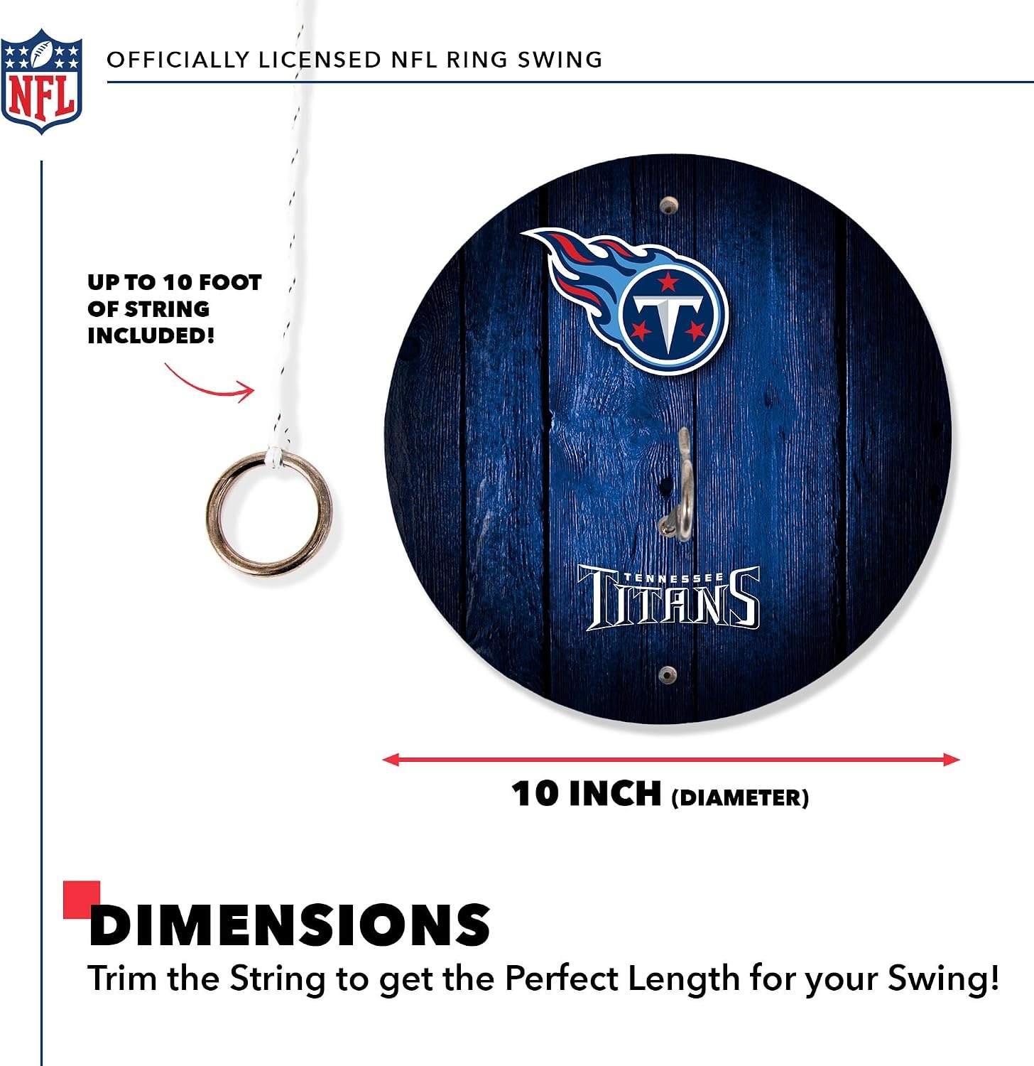 Solid Wood NFL Hook & Ring Toss Set with Direct Print HD Team Graphics – Easy Hang Hook and Ring Toss Target – Great Gift for Any Football Fan  Ring Toss Family Game for a Game Room(Tennessee Titans)