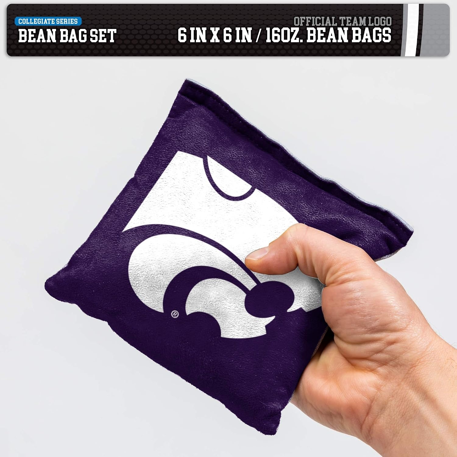 NCAA College Dual Sided Bean Bags by Wild Sports, 8 Count, Premium Toss Bags for Cornhole Set – Great for Tailgates, Outdoors, Backyard(Kansas State Wildcats)