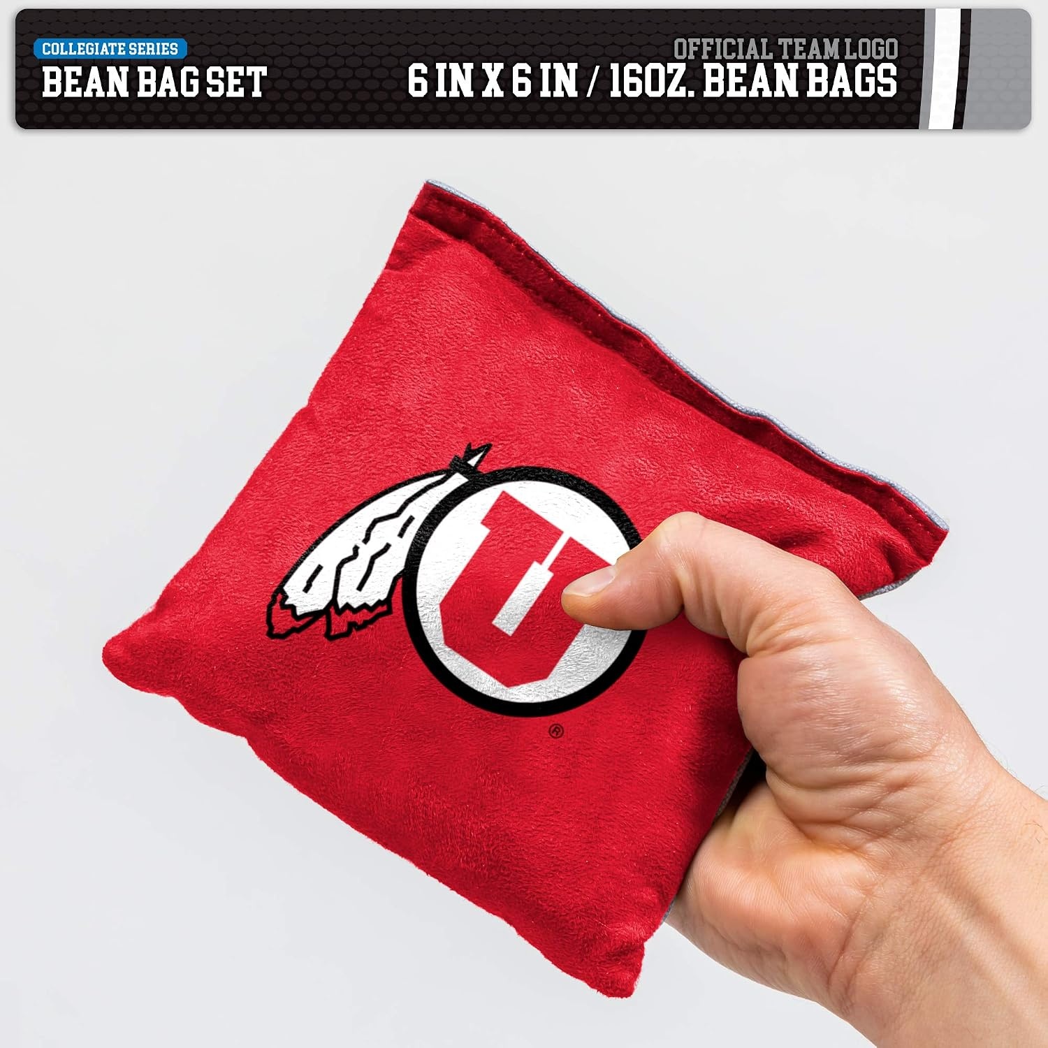 NCAA College Dual Sided Bean Bags by Wild Sports, 8 Count, Premium Toss Bags for Cornhole Set – Great for Tailgates, Outdoors, Backyard(Utah Utes)