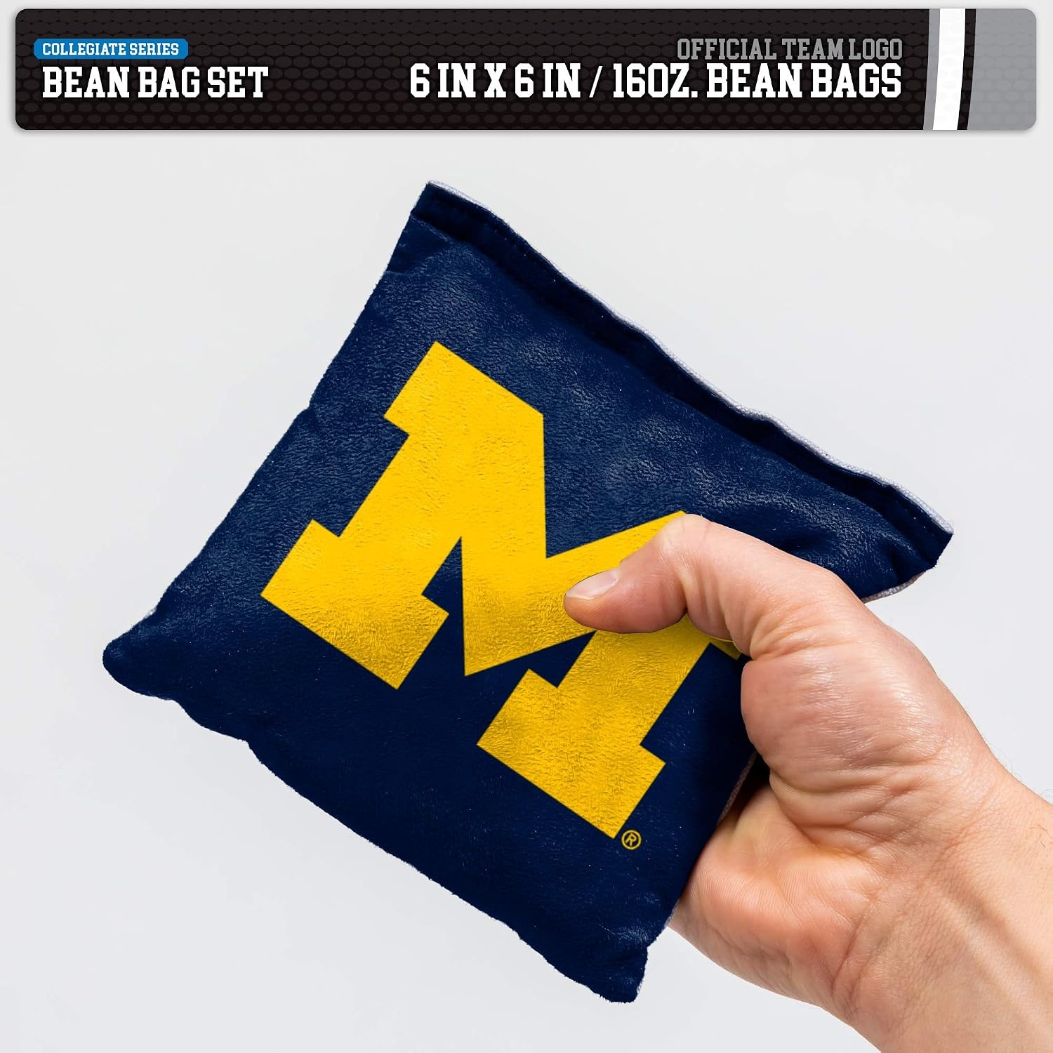 NCAA College Dual Sided Bean Bags by Wild Sports, 8 Count, Premium Toss Bags for Cornhole Set – Great for Tailgates, Outdoors, Backyard(Michigan Wolverines)