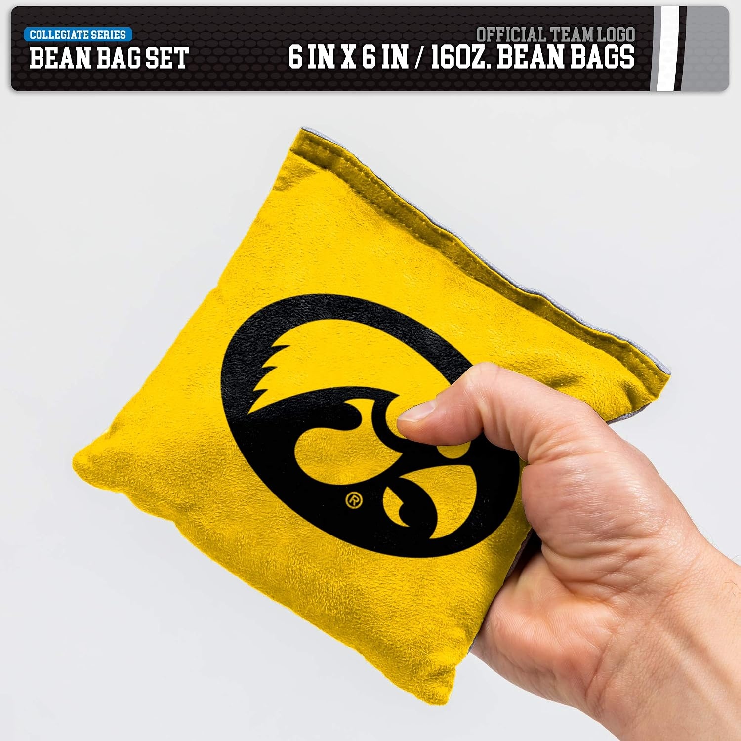 NCAA College Dual Sided Bean Bags by Wild Sports, 8 Count, Premium Toss Bags for Cornhole Set – Great for Tailgates, Outdoors, Backyard(Iowa Hawkeyes)