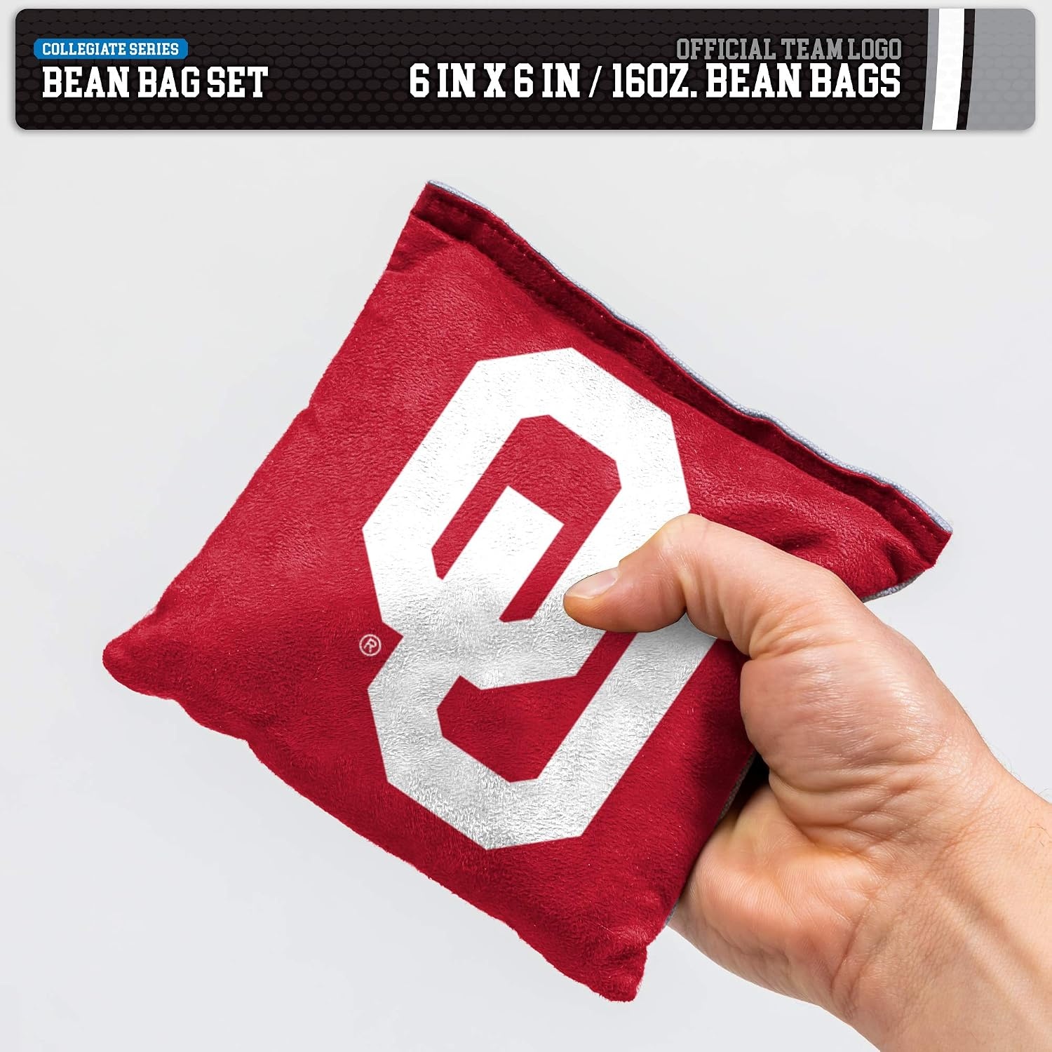 NCAA College Dual Sided Bean Bags by Wild Sports, 8 Count, Premium Toss Bags for Cornhole Set – Great for Tailgates, Outdoors, Backyard(Oklahoma Sooners)