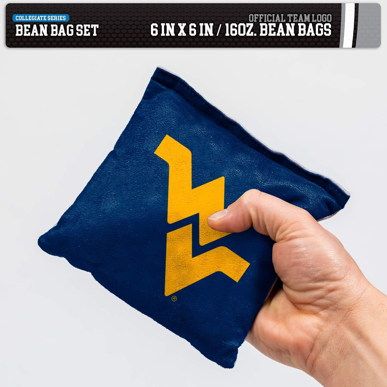 NCAA College Dual Sided Bean Bags by Wild Sports, 8 Count, Premium Toss Bags for Cornhole Set – Great for Tailgates, Outdoors, Backyard(West Virginia Mountaineers)