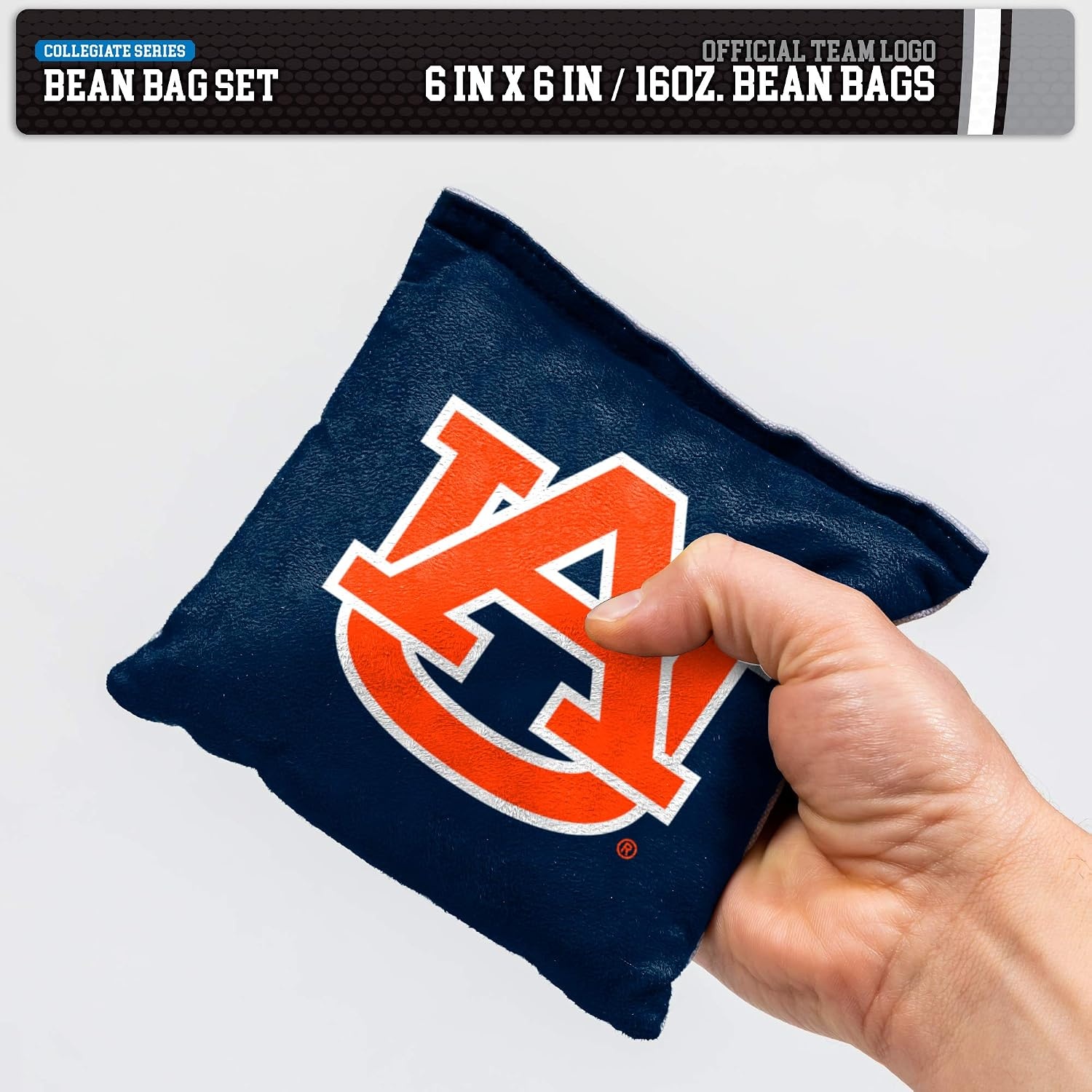 NCAA College Dual Sided Bean Bags by Wild Sports, 8 Count, Premium Toss Bags for Cornhole Set – Great for Tailgates, Outdoors, Backyard(Auburn Tigers)