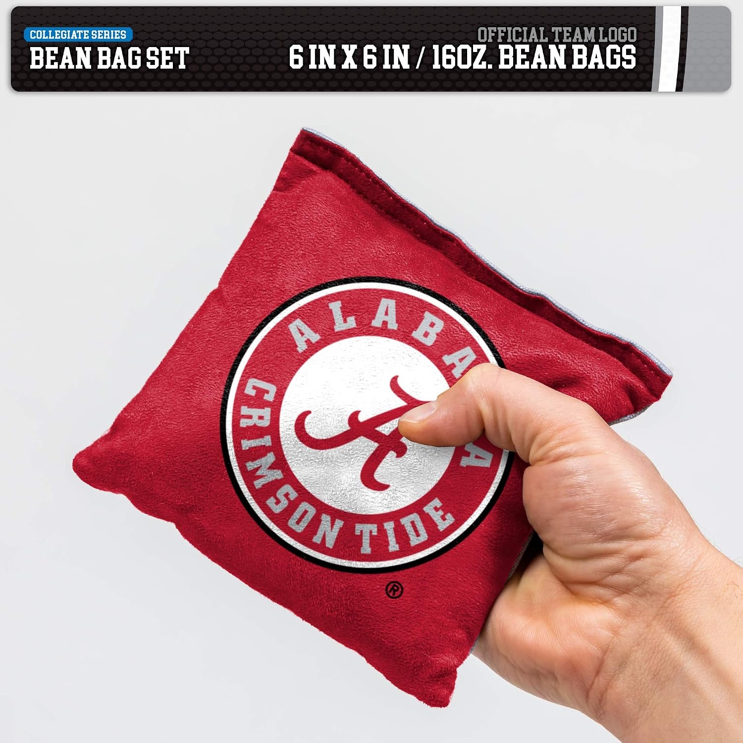 NCAA College Dual Sided Bean Bags by Wild Sports, 8 Count, Premium Toss Bags for Cornhole Set – Great for Tailgates, Outdoors, Backyard(Alabama Crimson Tide)