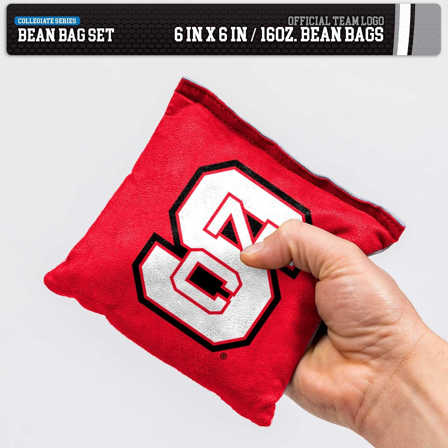 NCAA College Dual Sided Bean Bags by Wild Sports, 8 Count, Premium Toss Bags for Cornhole Set – Great for Tailgates, Outdoors, Backyard(North Carolina State Wolfpack)