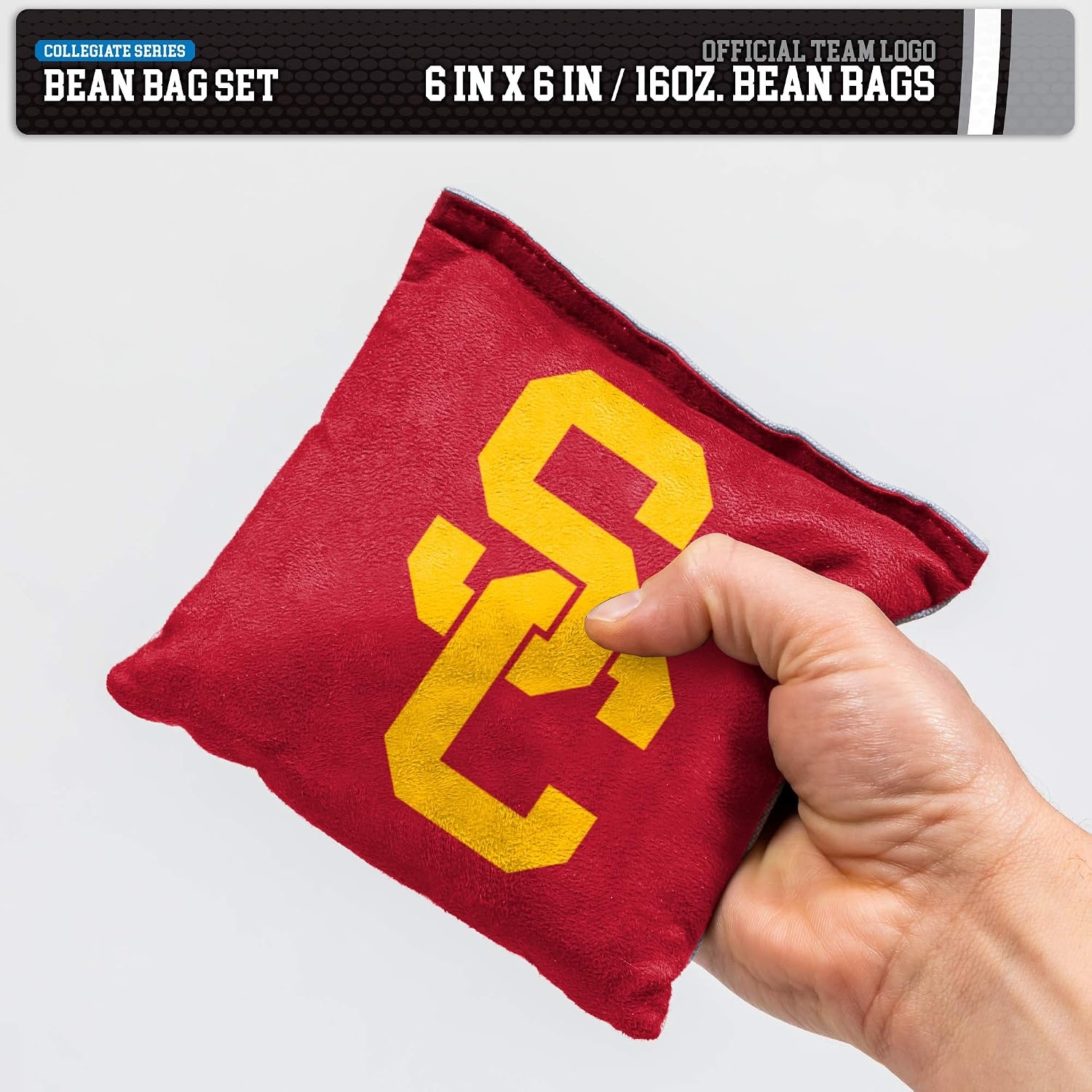 NCAA College Dual Sided Bean Bags by Wild Sports, 8 Count, Premium Toss Bags for Cornhole Set – Great for Tailgates, Outdoors, Backyard(USC Trojans)