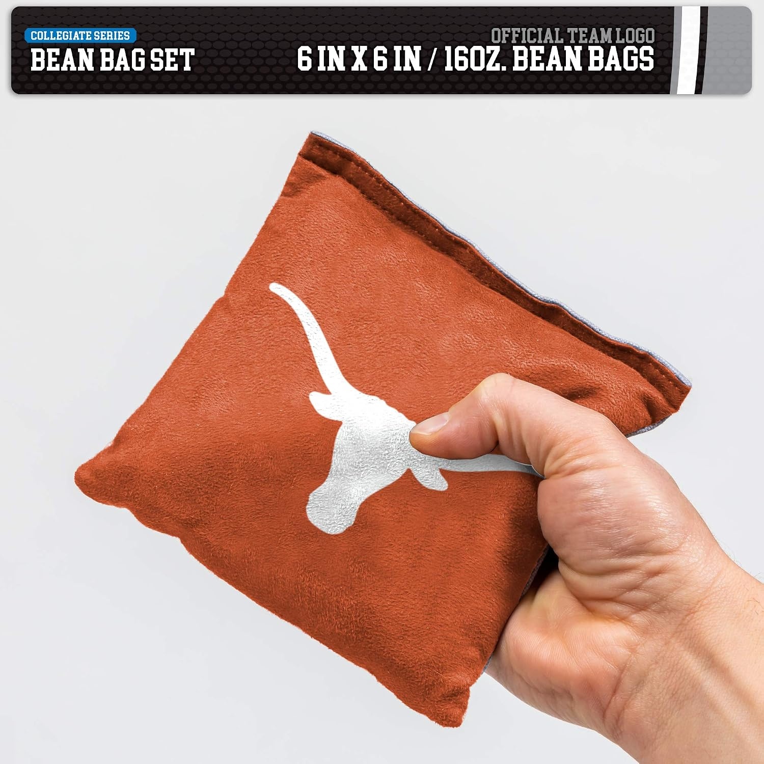 NCAA College Dual Sided Bean Bags by Wild Sports, 8 Count, Premium Toss Bags for Cornhole Set – Great for Tailgates, Outdoors, Backyard(Texas Longhorns)