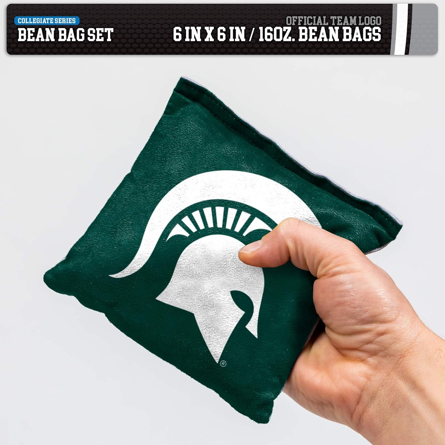 NCAA College Dual Sided Bean Bags by Wild Sports, 8 Count, Premium Toss Bags for Cornhole Set – Great for Tailgates, Outdoors, Backyard(Michigan State Spartans)