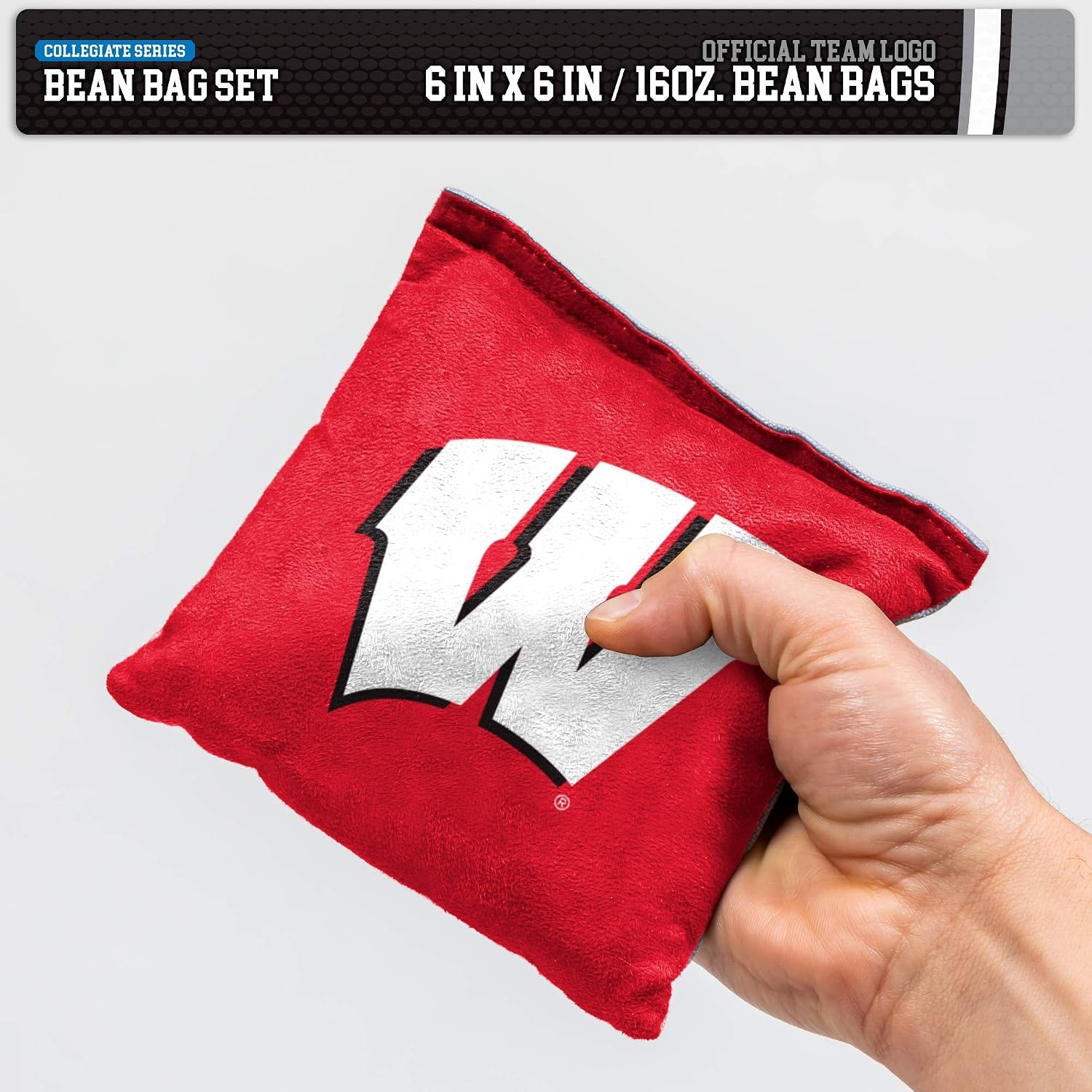 NCAA College Dual Sided Bean Bags by Wild Sports, 8 Count, Premium Toss Bags for Cornhole Set – Great for Tailgates, Outdoors, Backyard(Wisconsin Badgers)