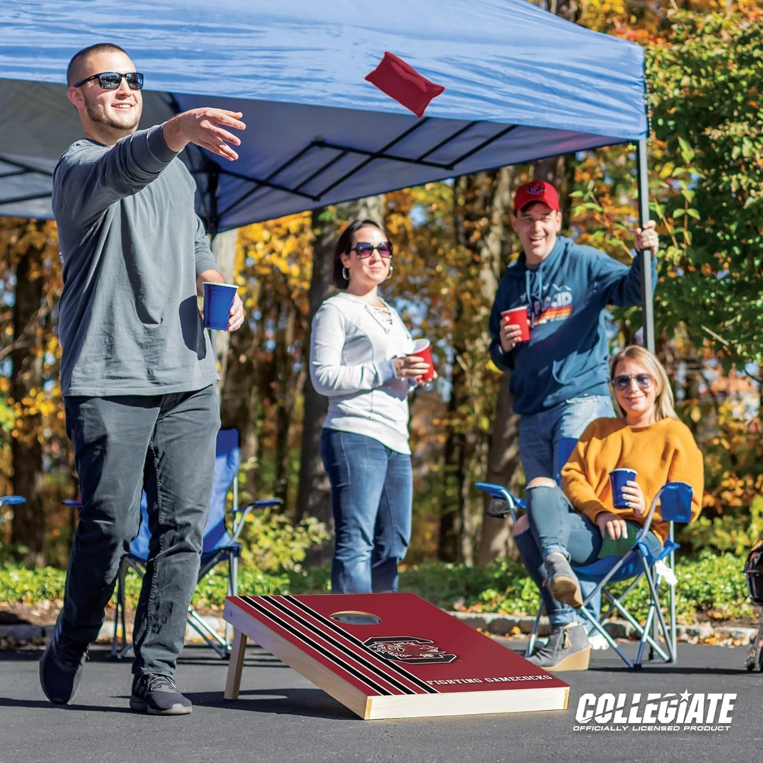 2′ x 3′ Solid Wood Cornhole Set with Direct Print HD Team Graphics – Great Gift for Any NCAA Fan  Bean Bag Toss Family Outdoor Games(South Carolina Fighting Gamecocks)
