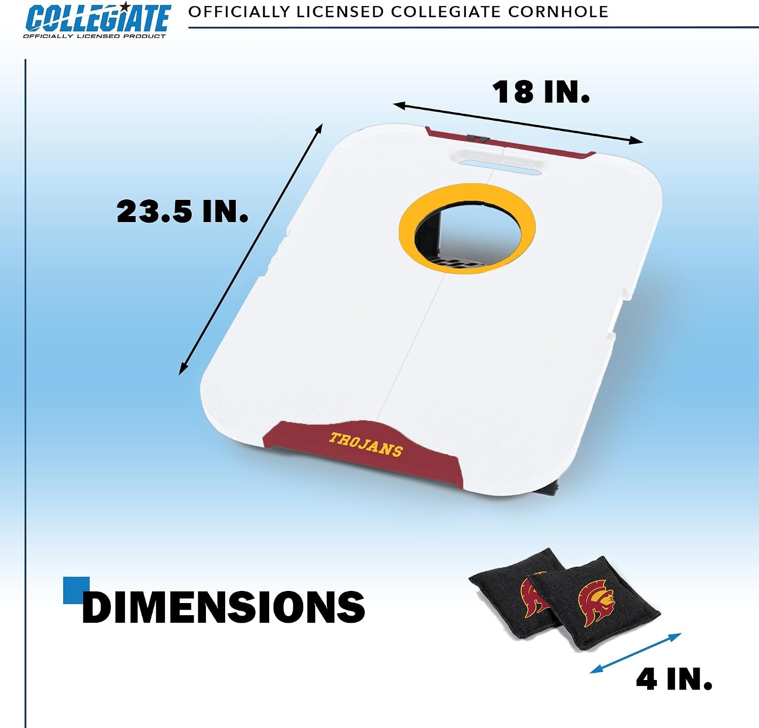 Wild Sports NCAA Pro Football All-Weather Cornhole Set – Travel Bean Bag Toss Set Includes 8 Bean Bags(USC Trojans)