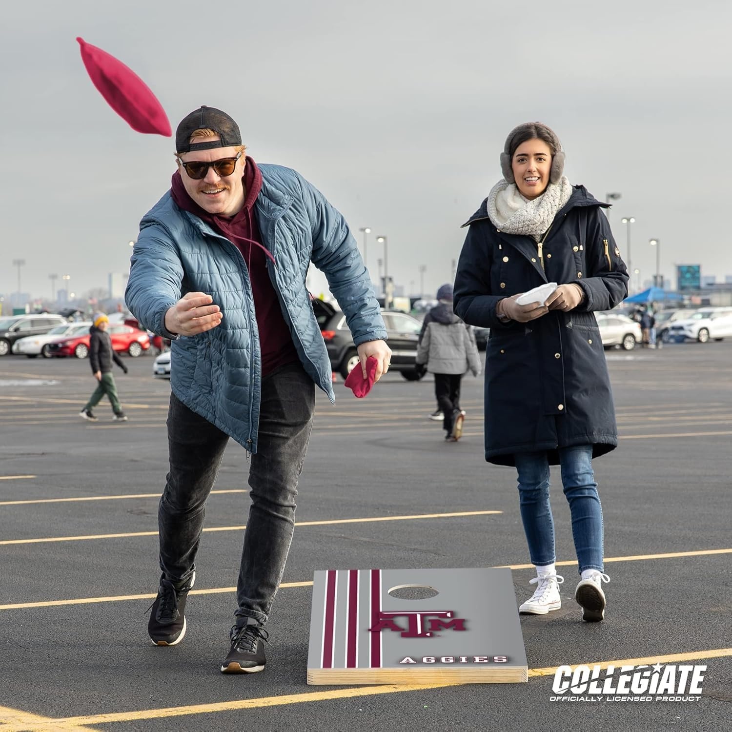 2′ x 3′ Solid Wood Cornhole Set with Direct Print HD Team Graphics – Great Gift for Any NCAA Fan  Bean Bag Toss Family Outdoor Games(Texas A&M Aggies)