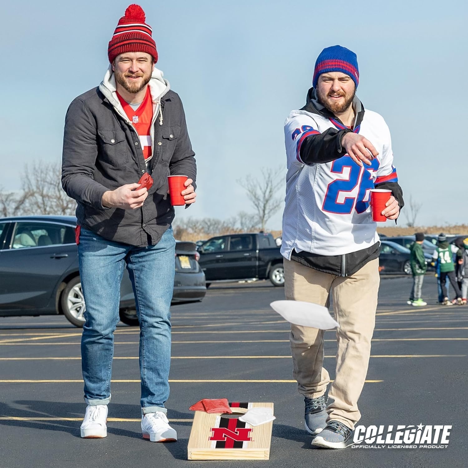 Wild Sports College Portable Size 1′ x 2′ Solid Wood Cornhole Set with Direct Print HD Team Graphics – Travel Size(Nebraska Cornhuskers)