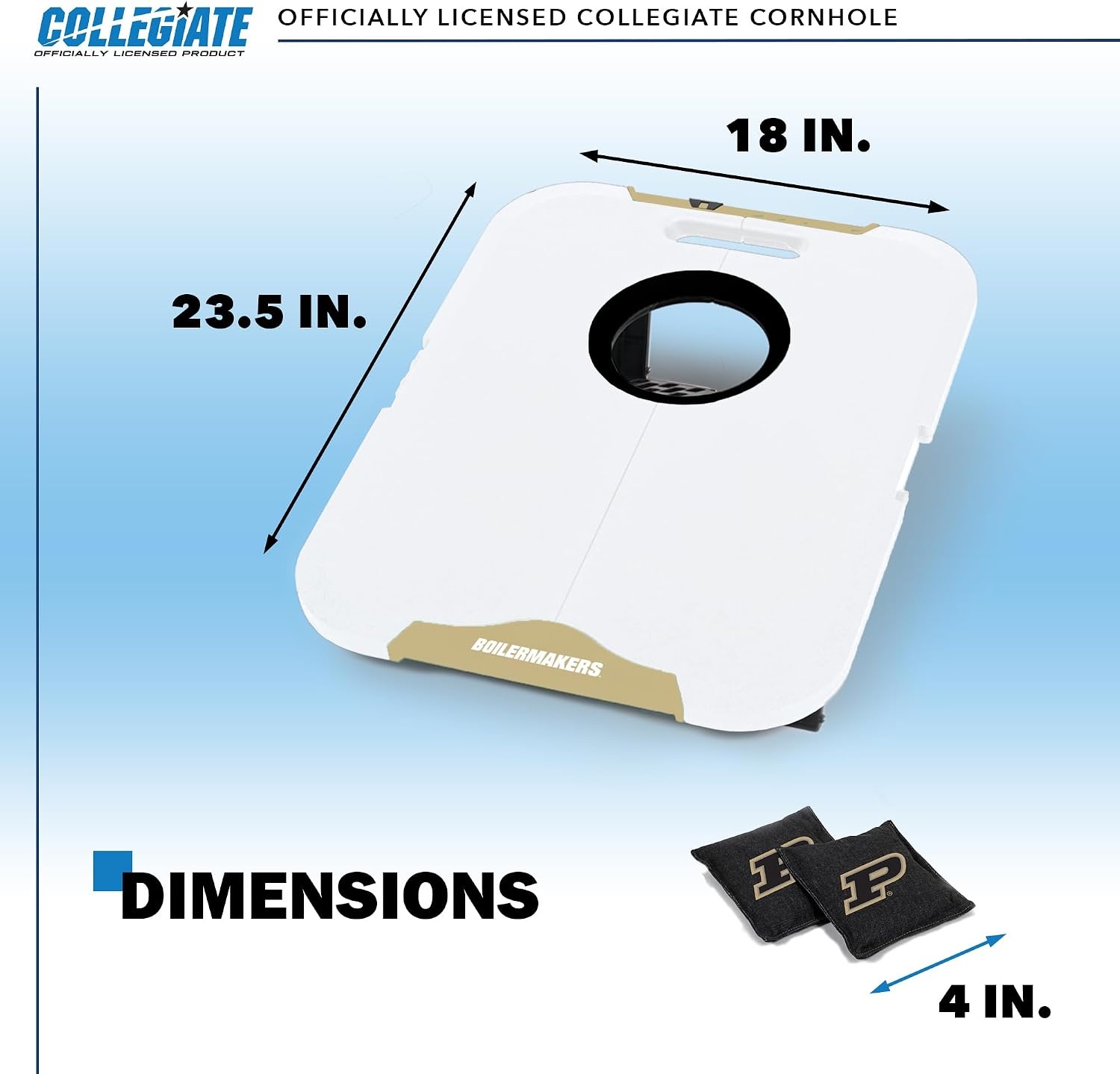 Wild Sports NCAA Pro Football All-Weather Cornhole Set – Travel Bean Bag Toss Set Includes 8 Bean Bags(Purdue Boilermakers)