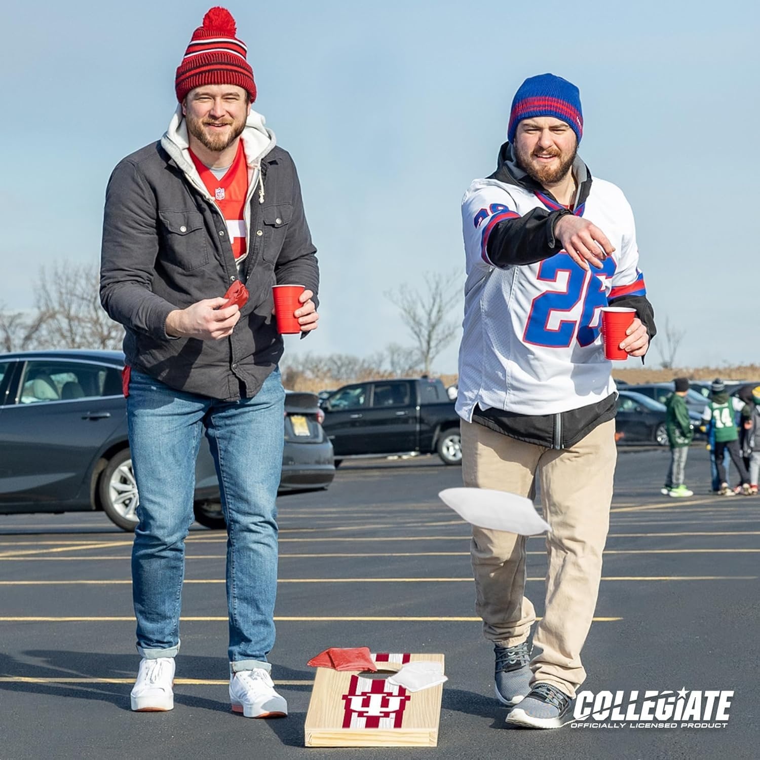 Wild Sports College Portable Size 1′ x 2′ Solid Wood Cornhole Set with Direct Print HD Team Graphics – Travel Size(Indiana Hoosiers)
