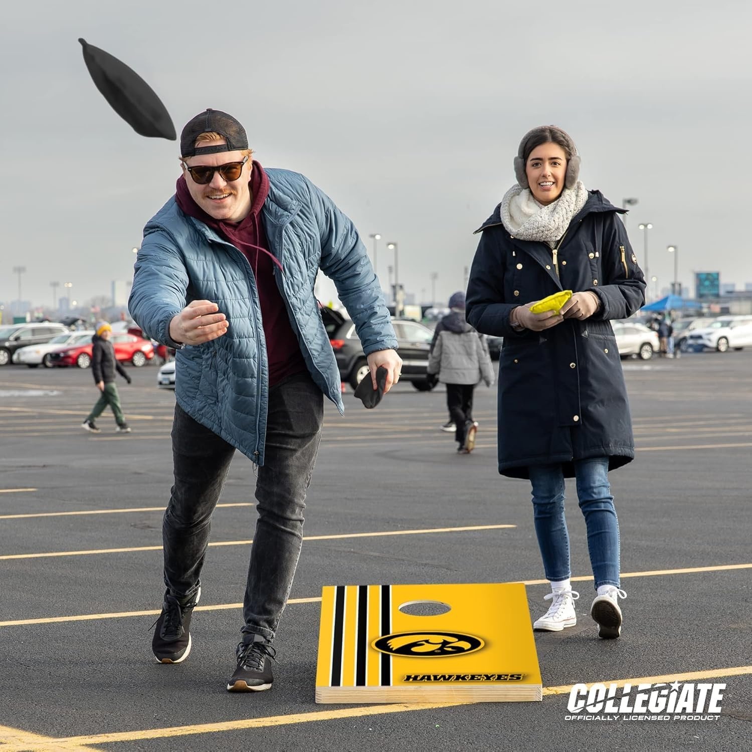 2′ x 3′ Solid Wood Cornhole Set with Direct Print HD Team Graphics – Great Gift for Any NCAA Fan  Bean Bag Toss Family Outdoor Games(Iowa Hawkeyes)