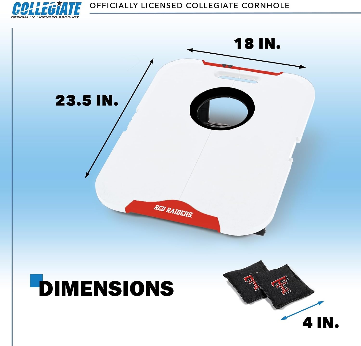 Wild Sports NCAA Pro Football All-Weather Cornhole Set – Travel Bean Bag Toss Set Includes 8 Bean Bags(Texas Tech Red Raiders)