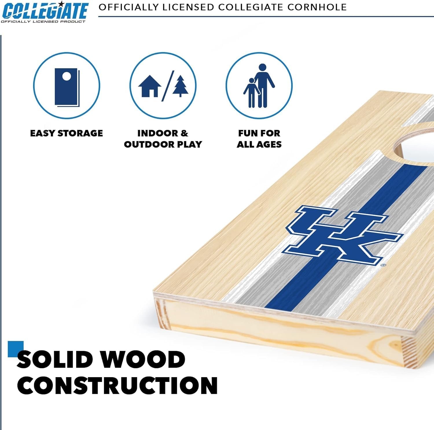 Wild Sports College Portable Size 1′ x 2′ Solid Wood Cornhole Set with Direct Print HD Team Graphics – Travel Size(Kentucky Wildcats)
