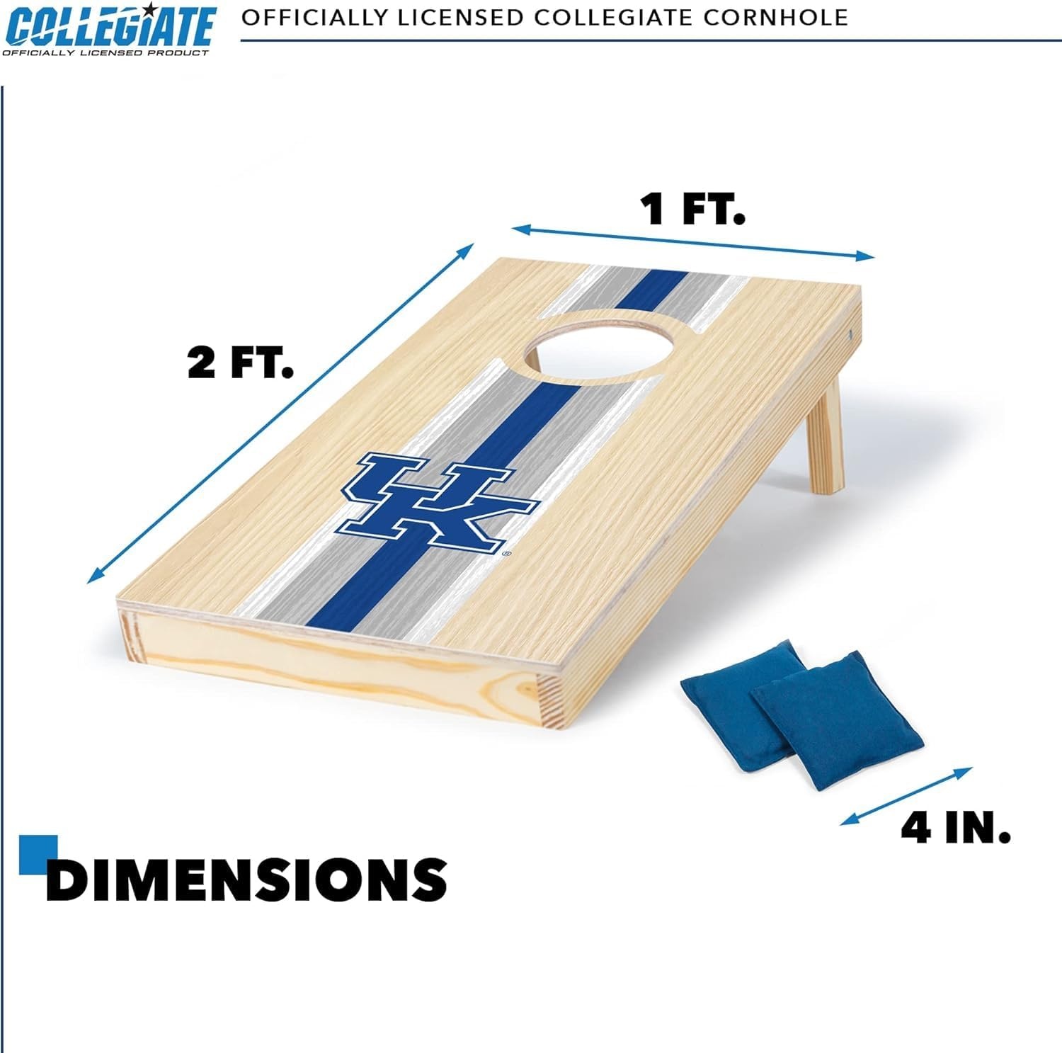 Wild Sports College Portable Size 1′ x 2′ Solid Wood Cornhole Set with Direct Print HD Team Graphics – Travel Size(Kentucky Wildcats)
