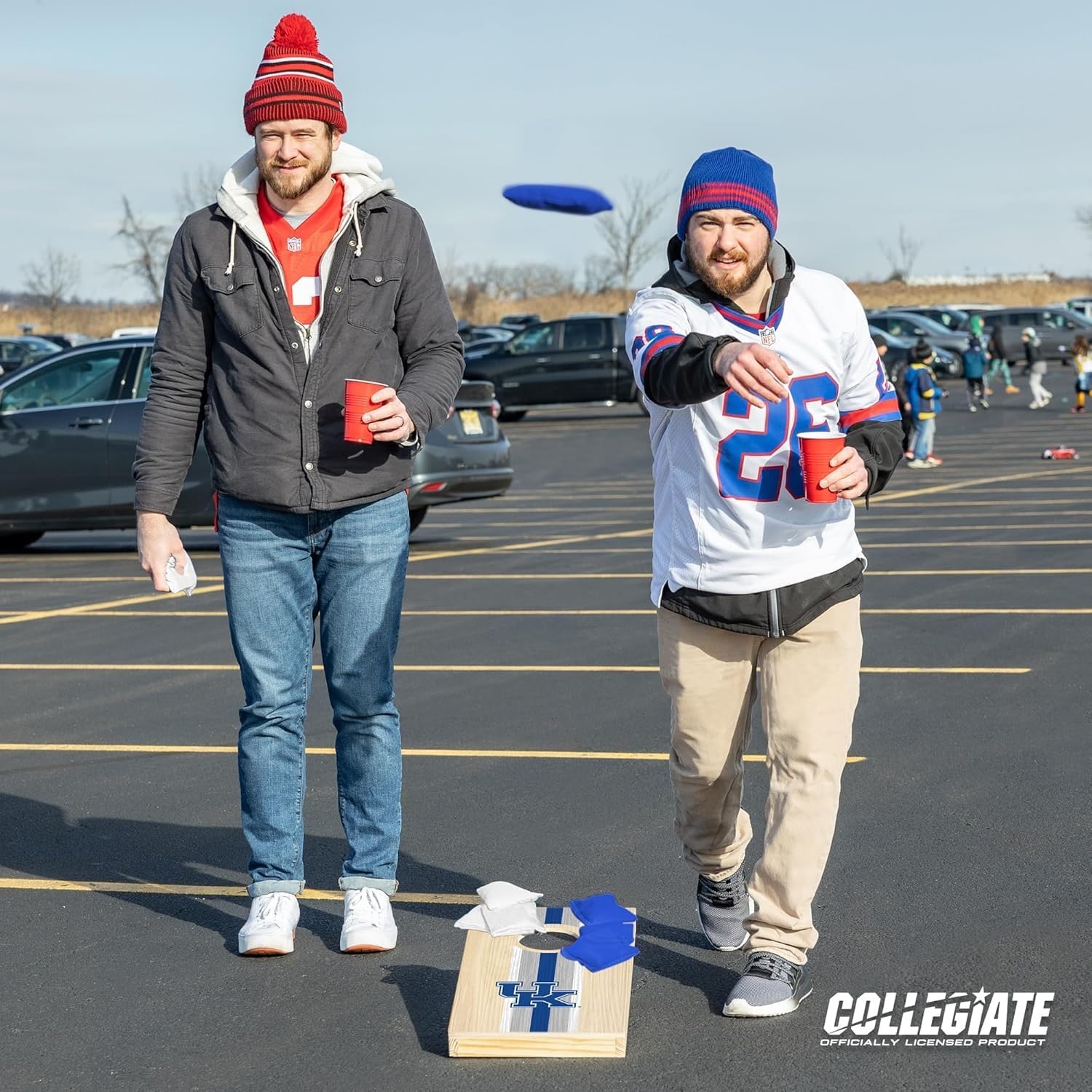 Wild Sports College Portable Size 1′ x 2′ Solid Wood Cornhole Set with Direct Print HD Team Graphics – Travel Size(Kentucky Wildcats)