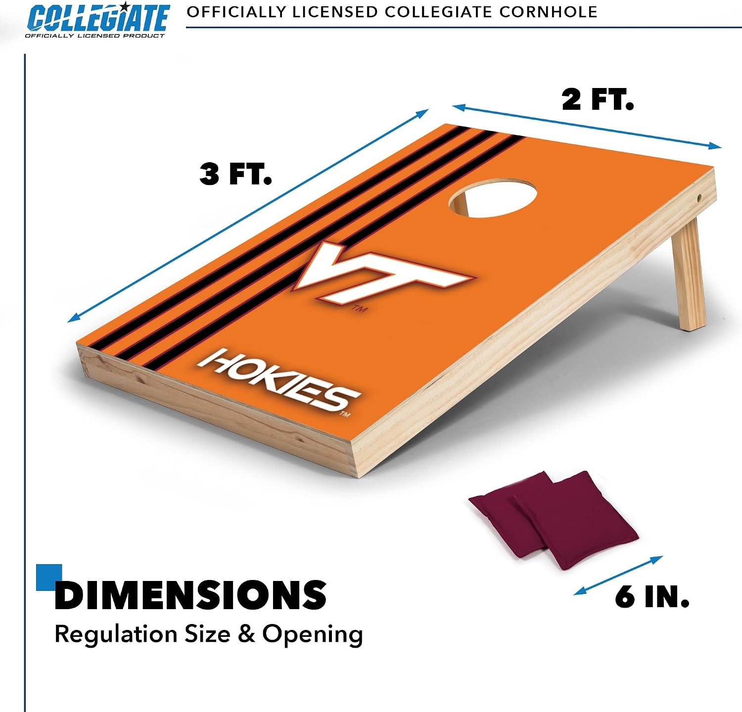 2′ x 3′ Solid Wood Cornhole Set with Direct Print HD Team Graphics – Great Gift for Any NCAA Fan  Bean Bag Toss Family Outdoor Games(Arkansas Razorbacks)
